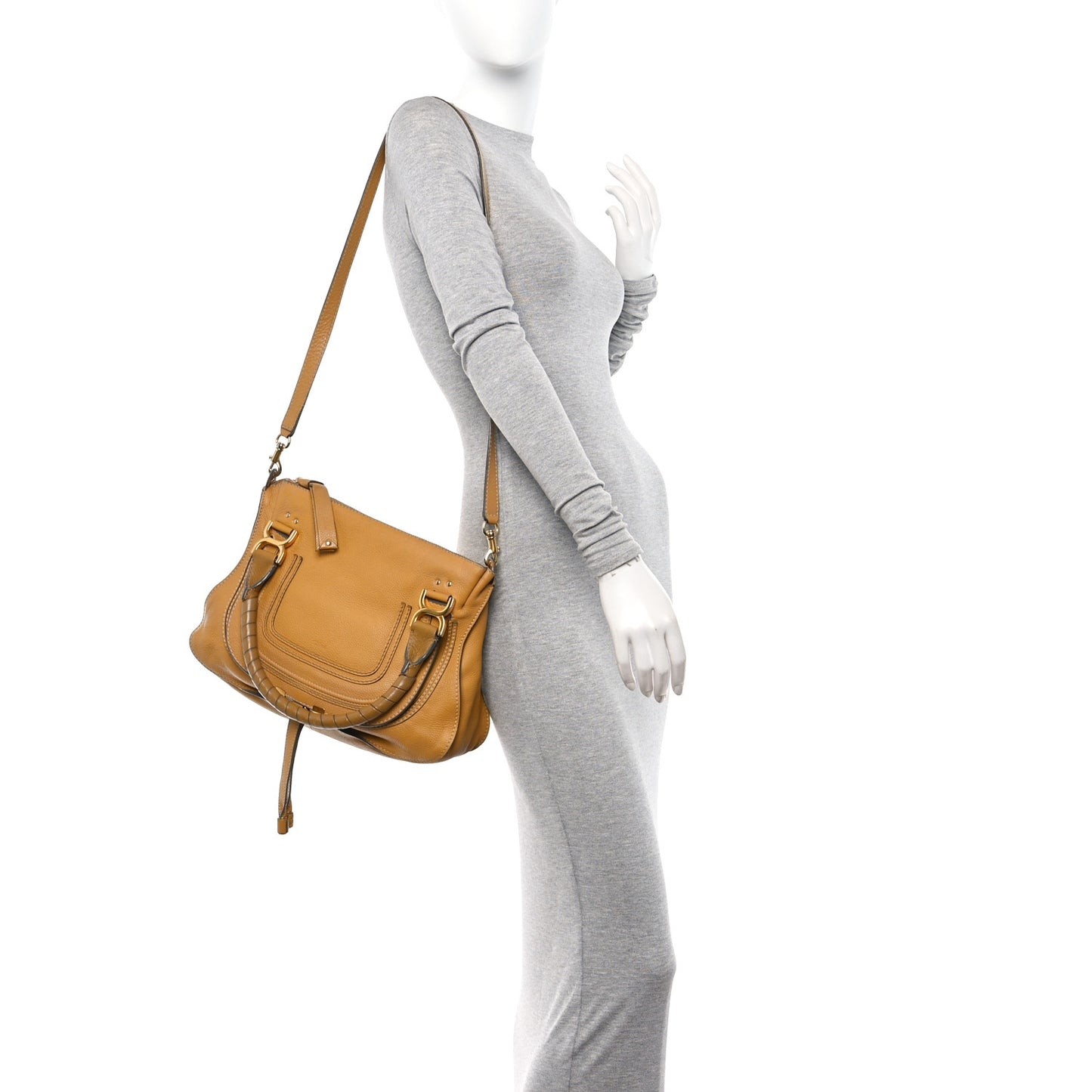Calfskin Medium Marcie Satchel Sand Shell