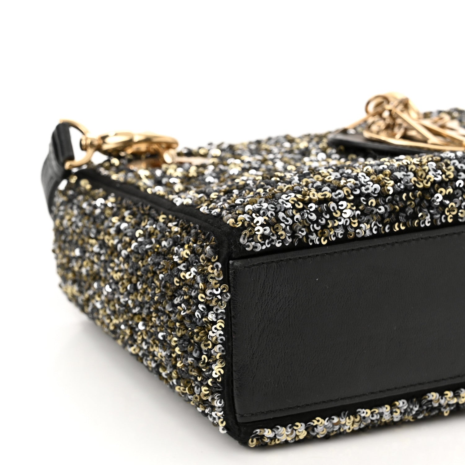 Christian Dior Satin Lambskin Sequin Embroidered Mini Lady Dior Black Multicolor 8 of 10