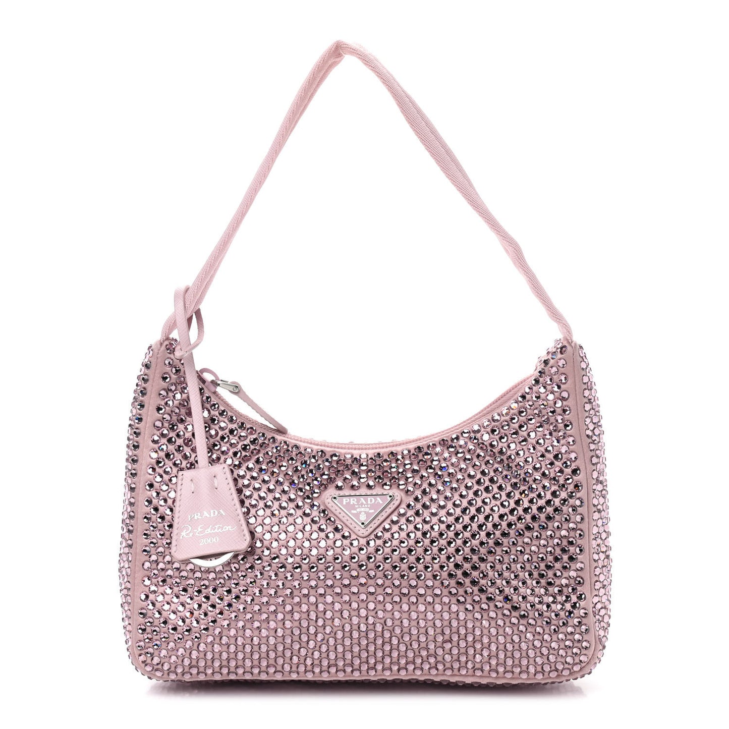 Satin Crystal Mini Re-Edition 2000 Bag Alabastro