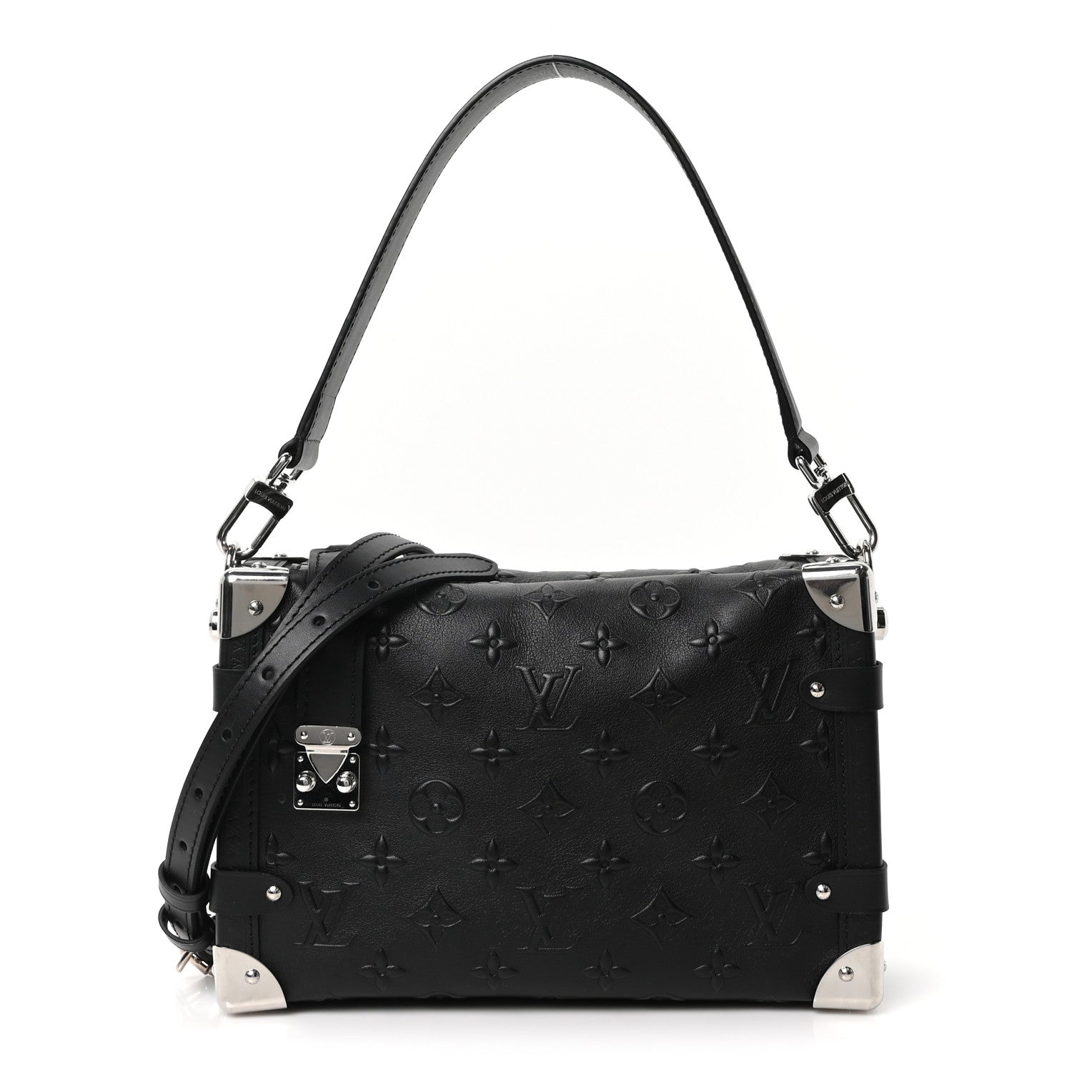 Louis Vuitton Calfskin Debossed Monogram Side Trunk Black 1786765