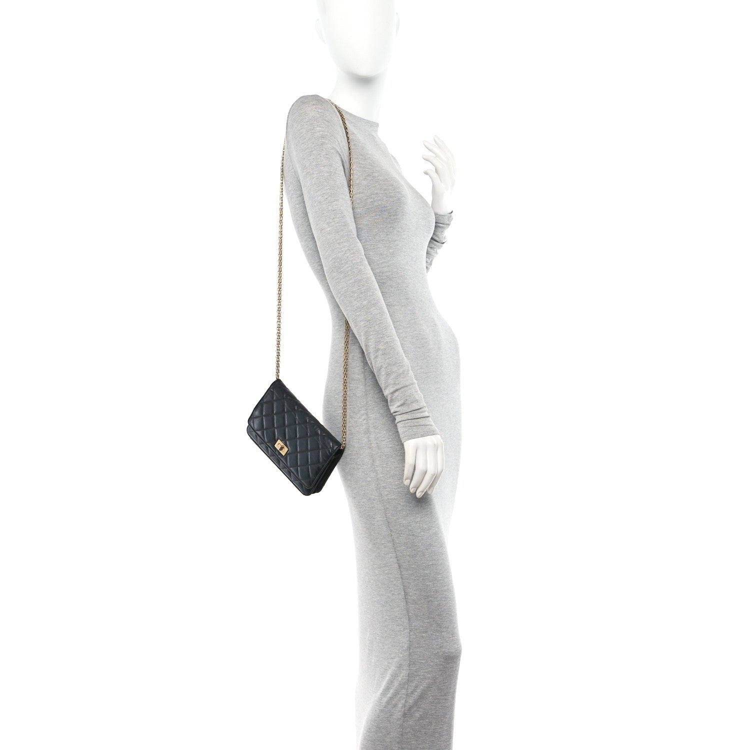 Chanel Aged Calfskin Quilted Reissue Wallet On Chain WOC Black 2 of 12