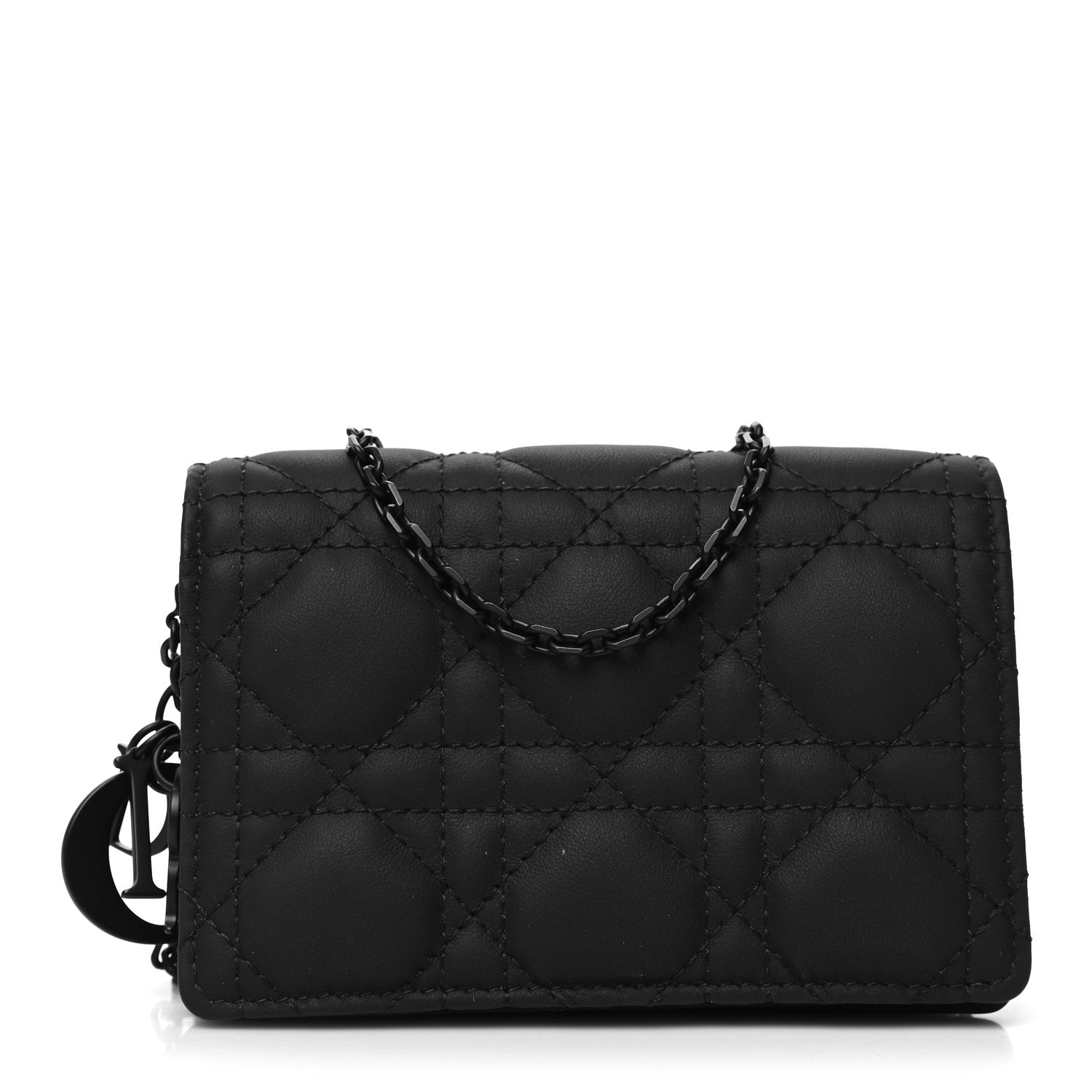 Christian Dior Ultra Matte Calfskin Cannage Nano Lady Dior Pouch Black 1 of 9