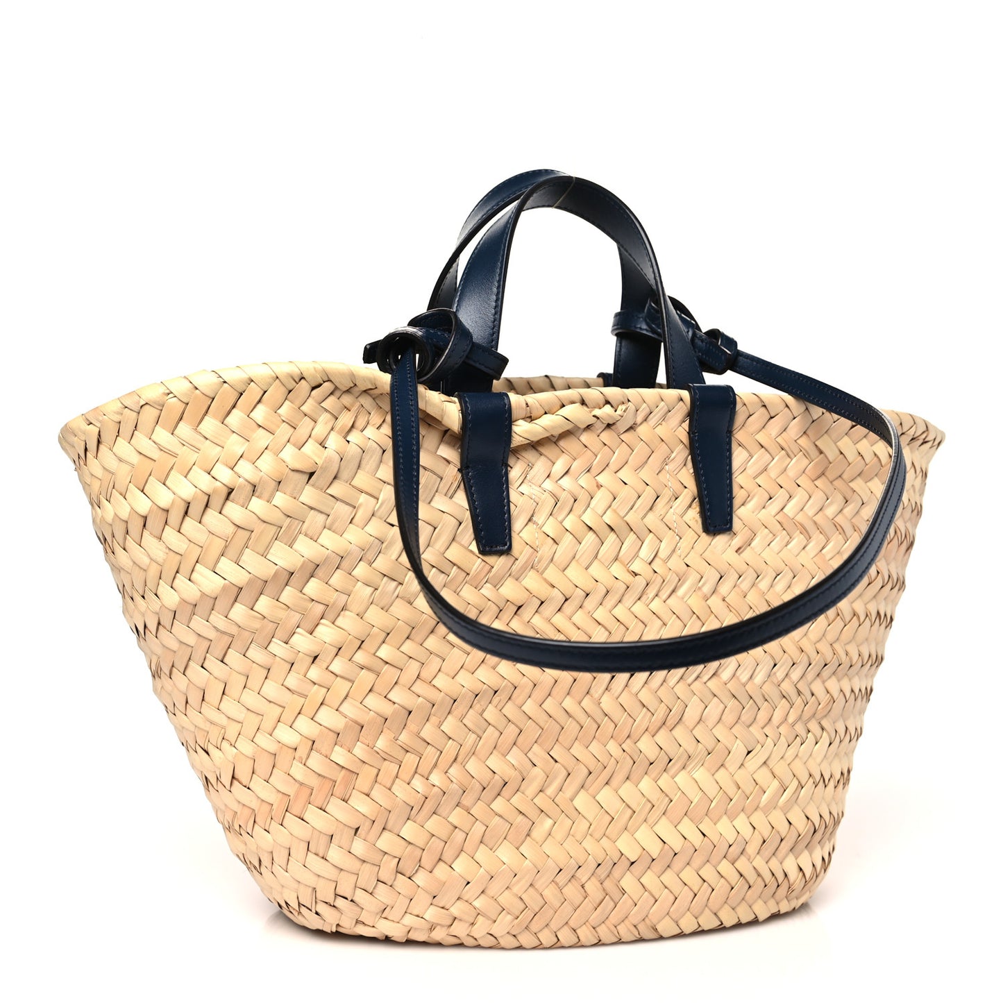 Raffia Calfskin Triomphe Teen Panier Navy Blue