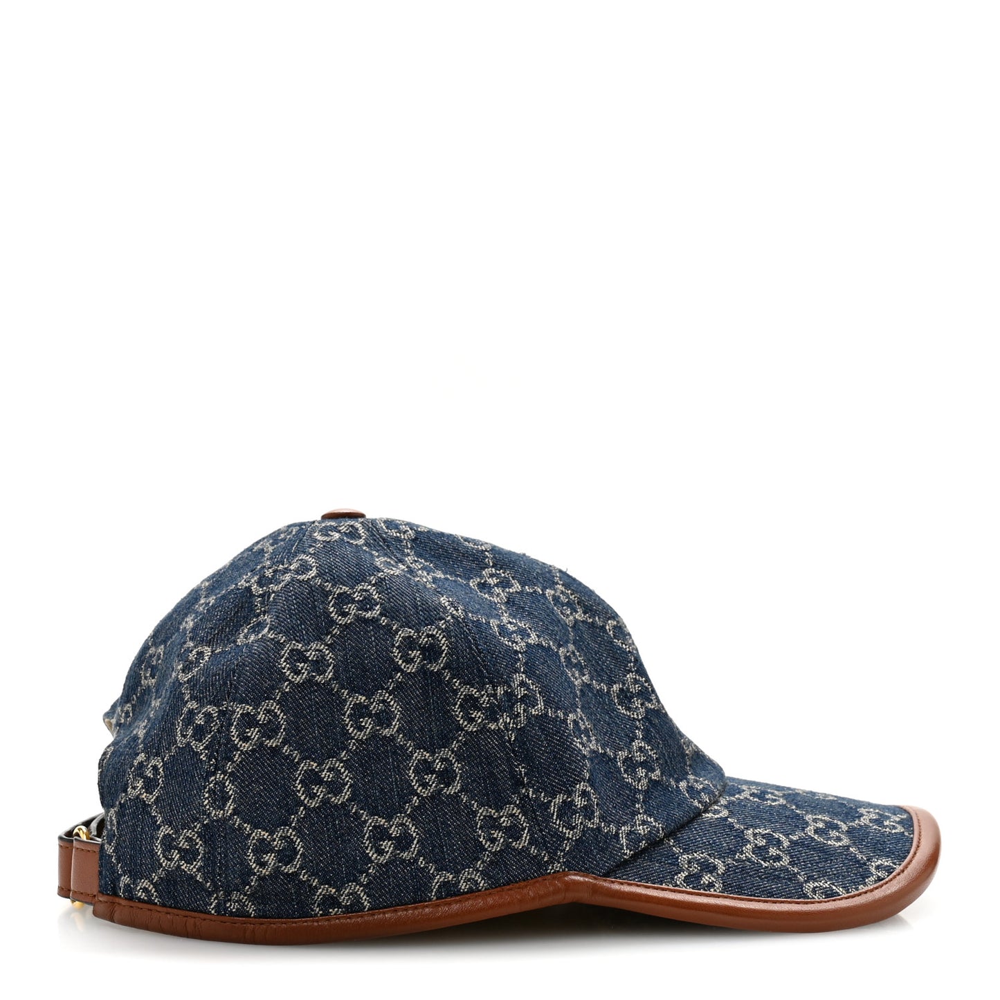 Washed Jacquard Denim Nappa GG Monogram Oscar Baseball Hat XL Denim Cuir