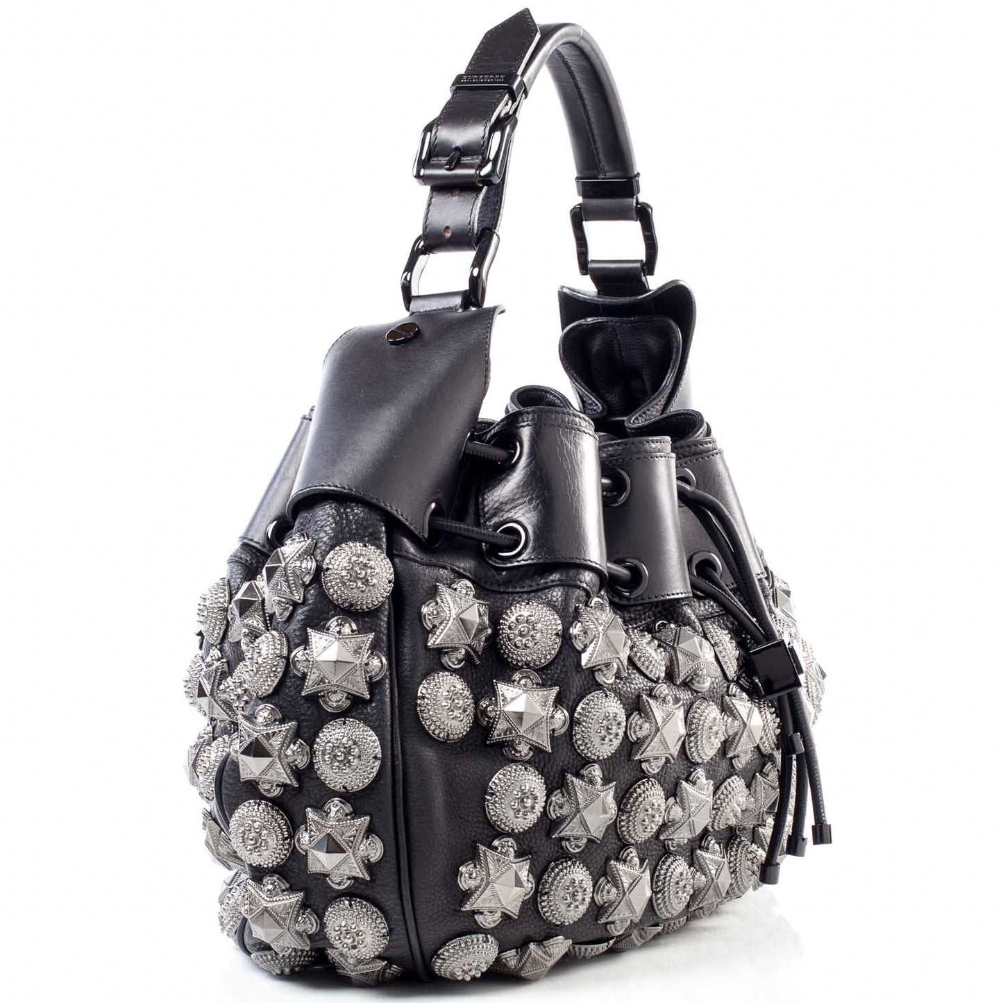 Prorsum Leather Mason Warrior Studded Hobo Black