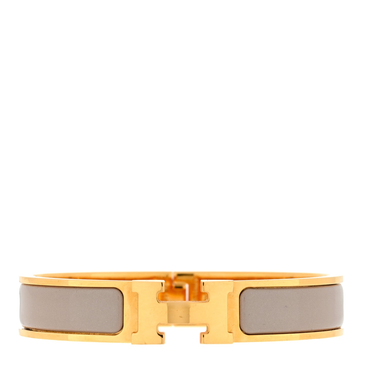 Enamel Narrow Clic Clac H Bracelet PM Marron Glace