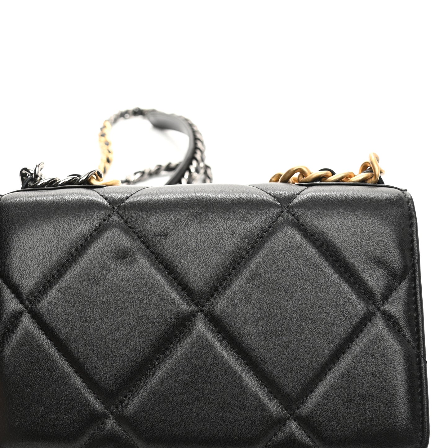 Lambskin Quilted Chanel 19 Wallet On Chain WOC Black