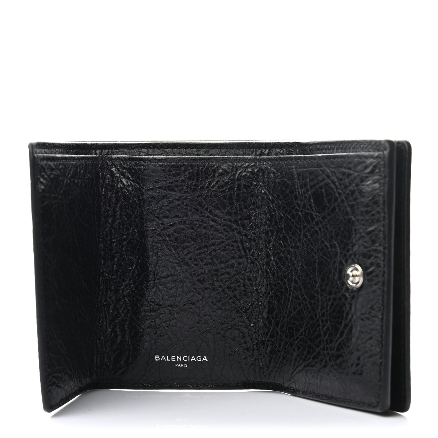 Agneau Classic Silver Hardware Mini Wallet Black