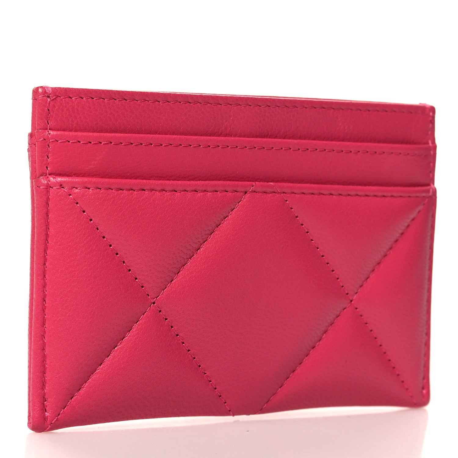 Chanel Lambskin Quilted Chanel 19 Card Holder Dark Pink 3 of 9