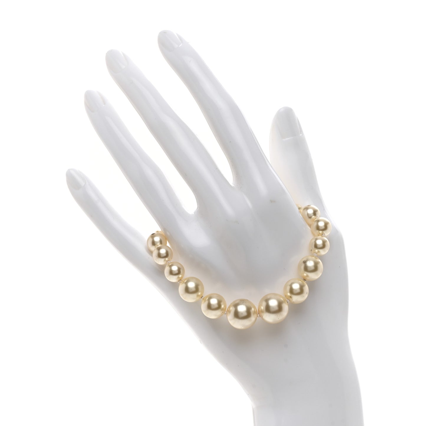 Graduated Pearl Crystal CC Bracelet Gold