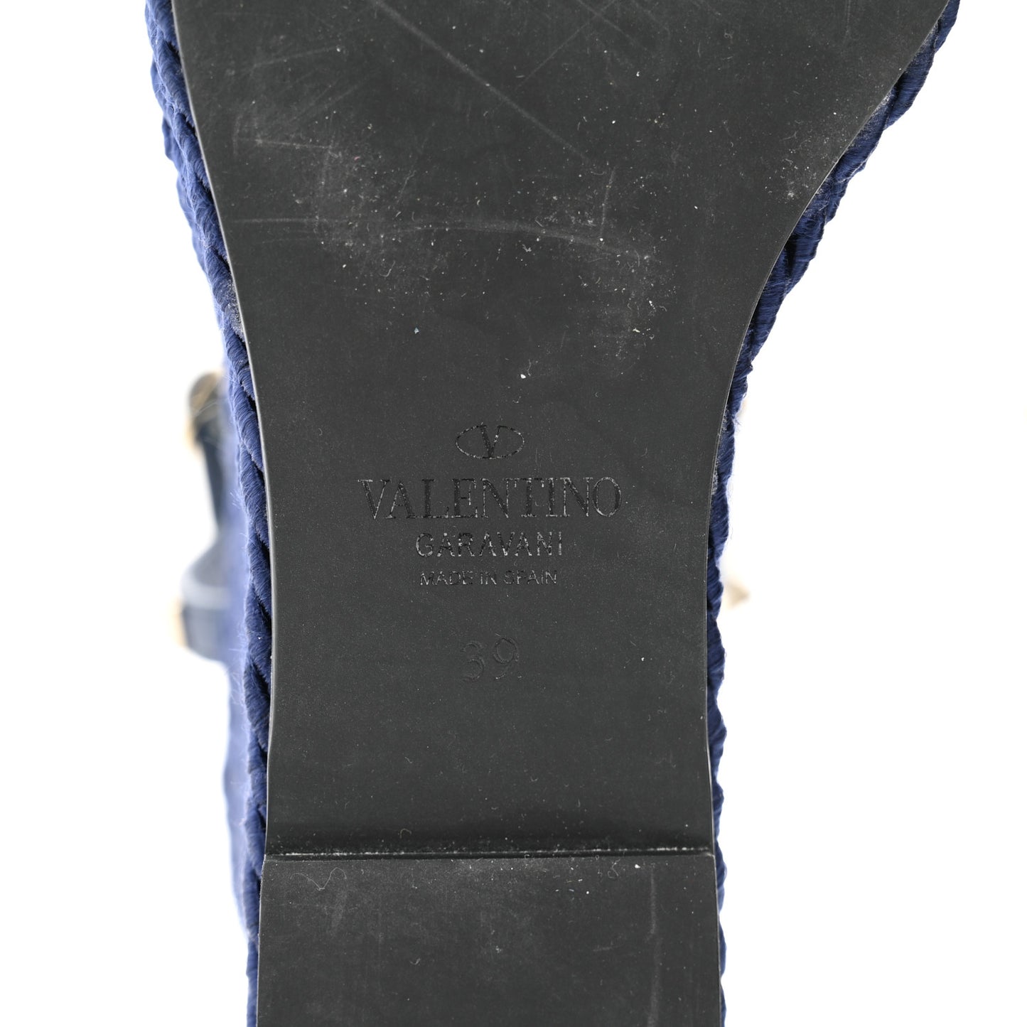 Calfskin Rockstud Torchon Espadrille 25/115mm Wedge Sandals 39 Pure Blue