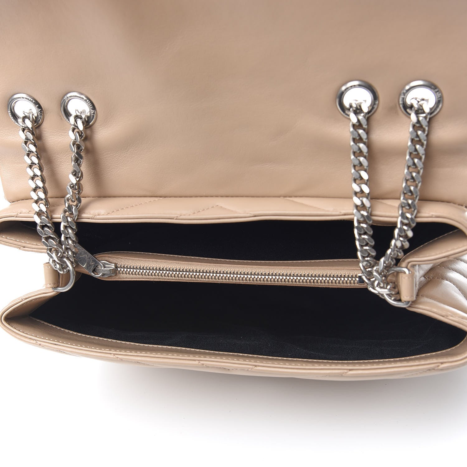 Saint Laurent Calfskin Y Quilted Monogram Medium Loulou Chain Satchel Dark Beige 4 of 10