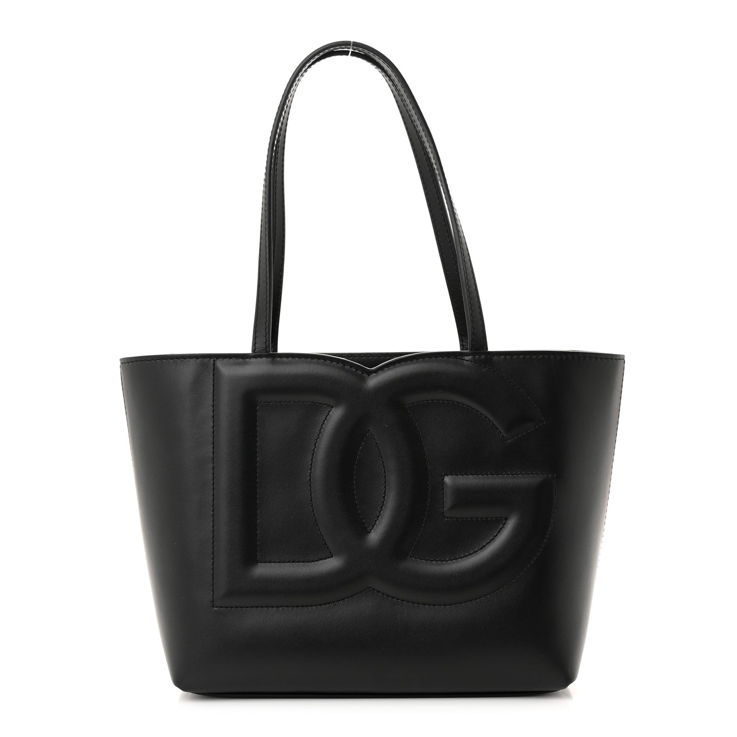Calfskin Small DG Logo Shopper Tote Black