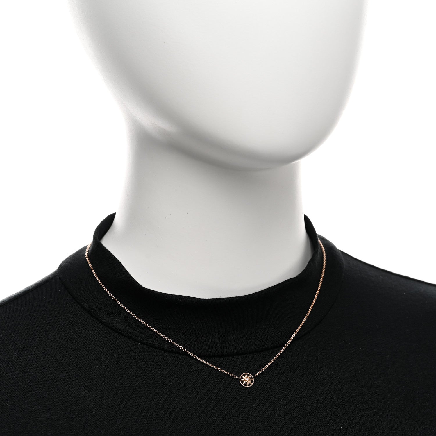 Christian Dior 18K Rose Gold Diamond XS Rose Des Vents Necklace 2 of 6