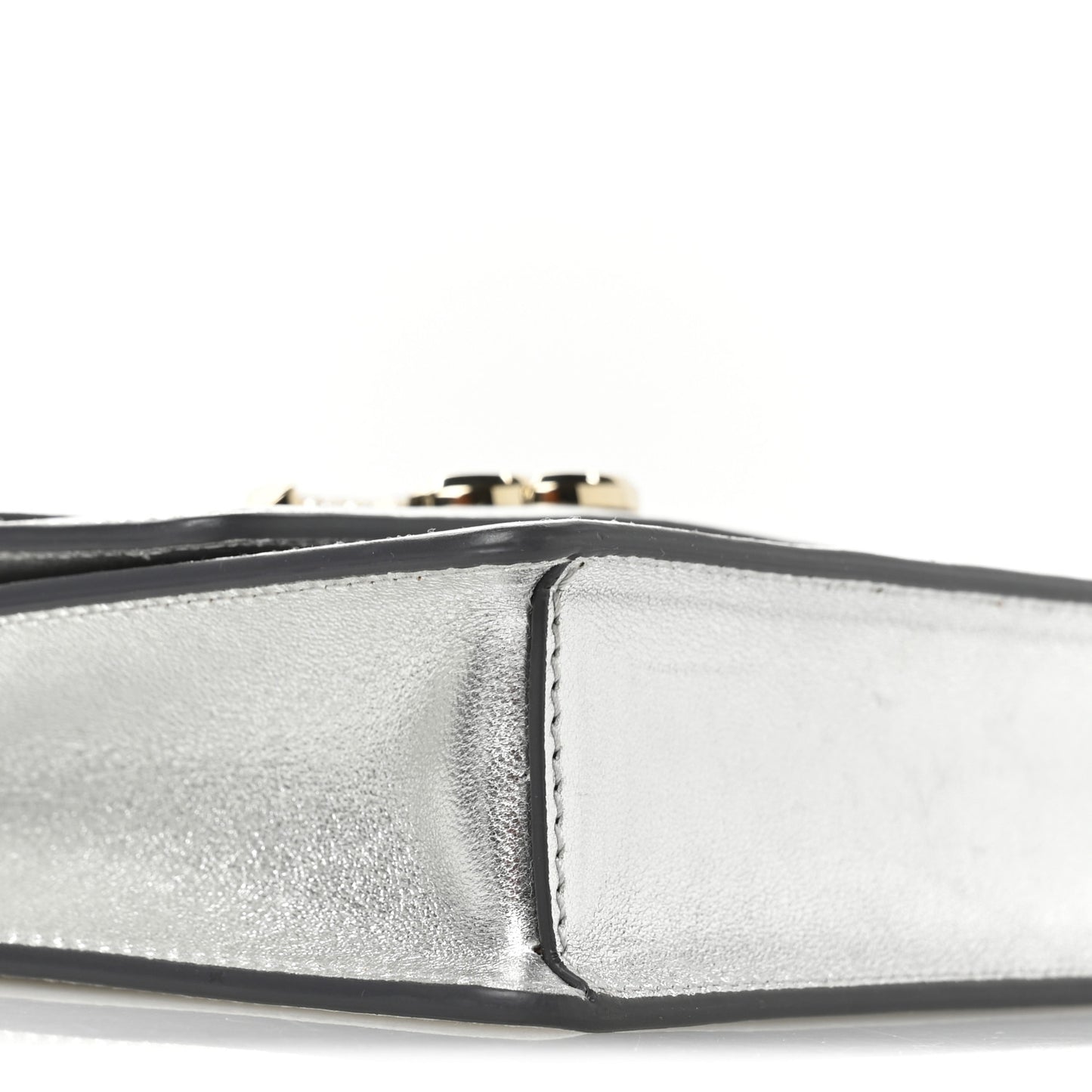 Metallic Calfskin Pearl Varenne Crystal Bar Avenue Chain Clutch Silver