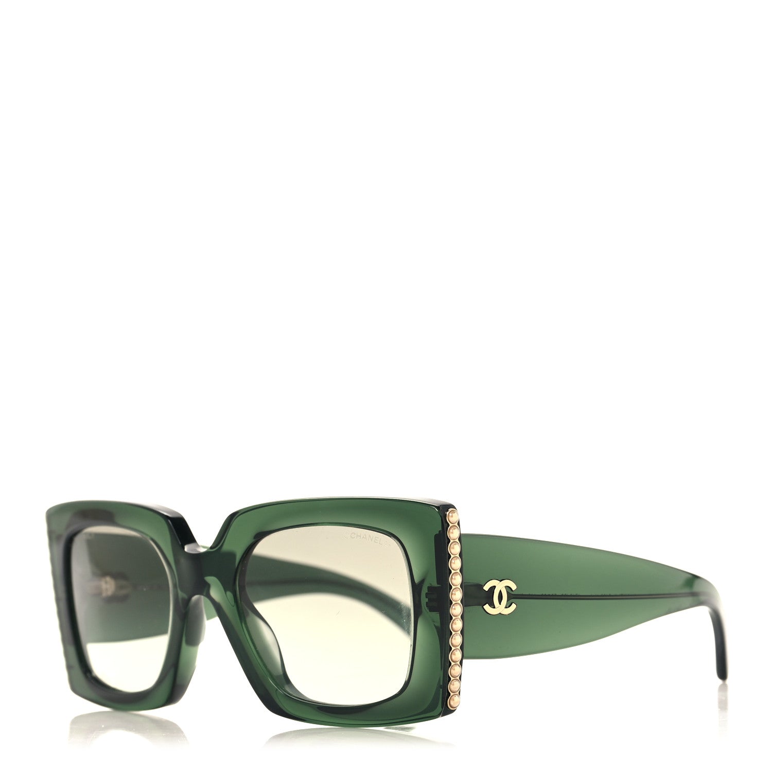 小物 Chanel Double Pearl Sunglasses Green CHANEL Sunglasses: Butterfly Sunglasses, acetate — Fashion | CHANEL