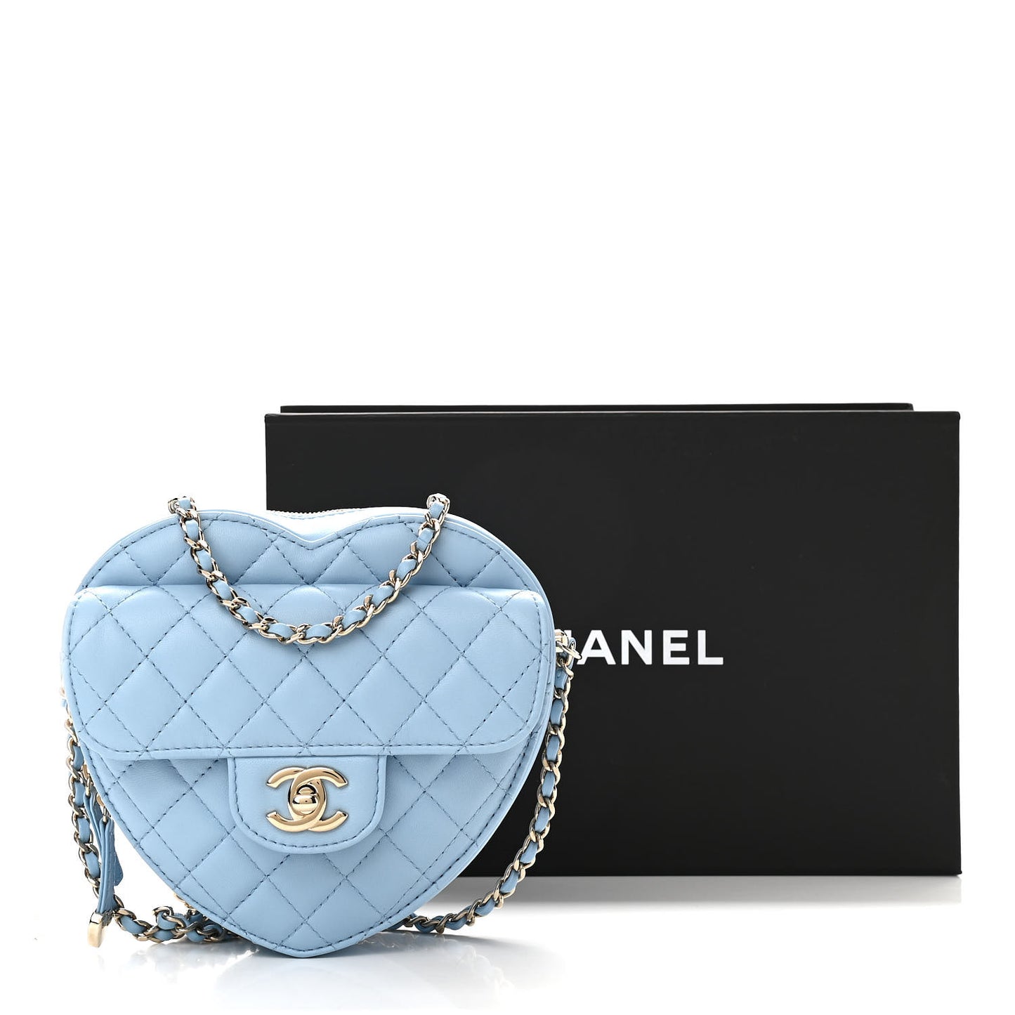 Lambskin Quilted CC In Love Heart Bag Light Blue