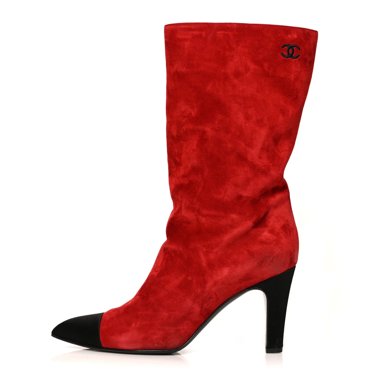Suede Calfskin Satin Gabrielle Cap Toe Short Boots 39 Red Black