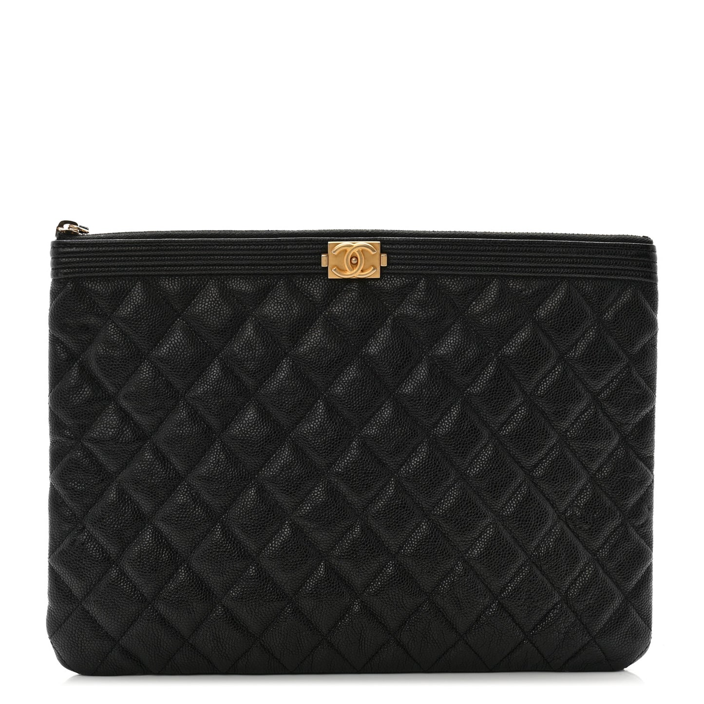 Caviar Quilted Medium Boy Cosmetic Case Black