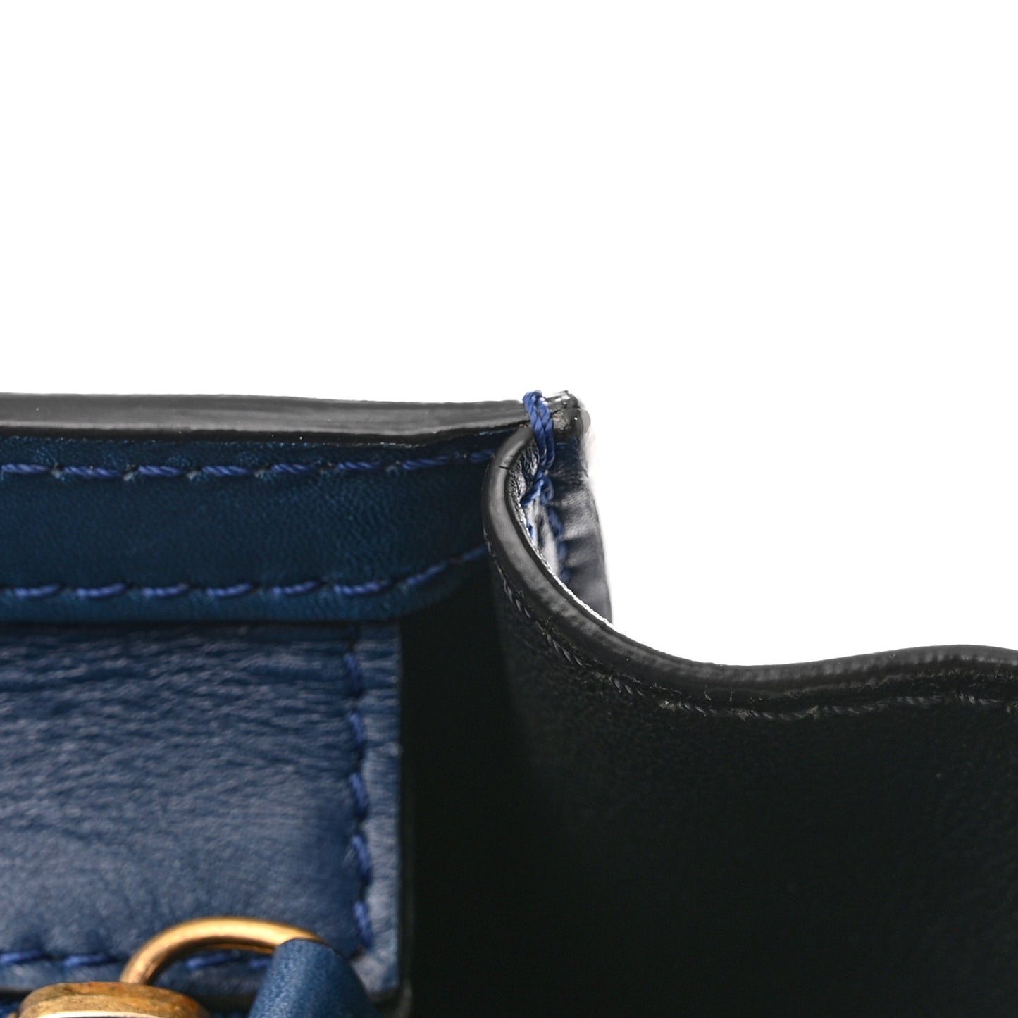 Smooth Calfskin Nano Luggage Ocean Blue Black