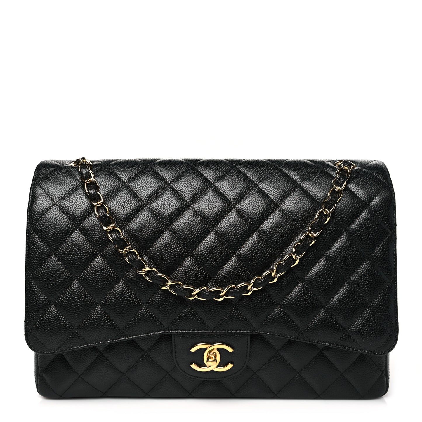 Caviar Quilted Maxi Double Flap Black