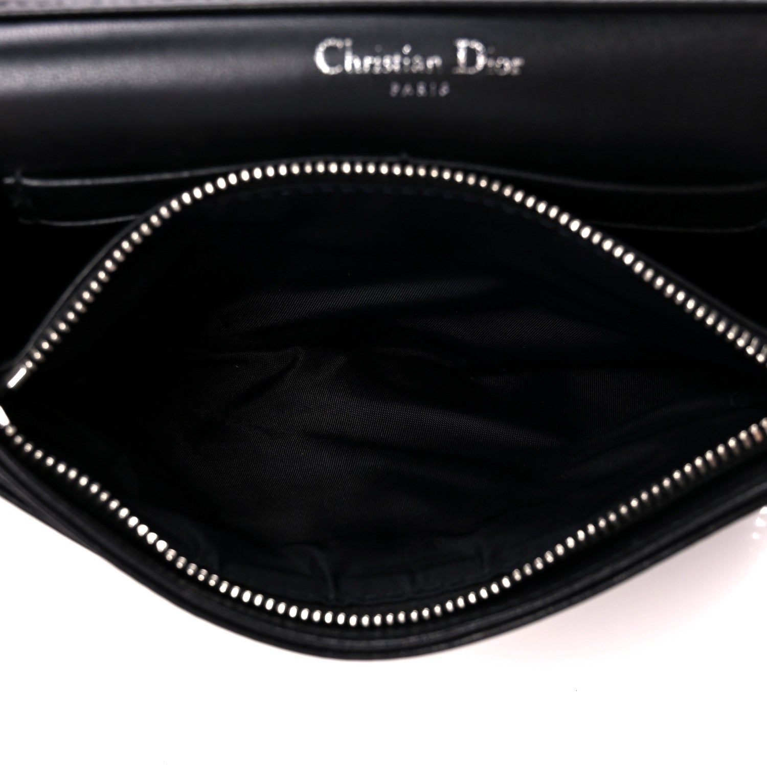 Christian Dior Calfskin Patch Embroidered Diorama Chain Wallet Black 6 of 13