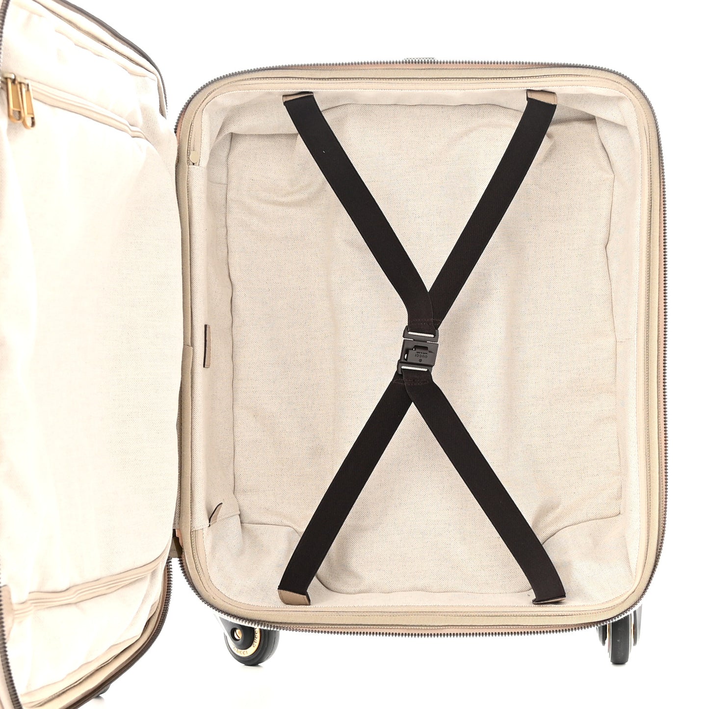 GG Supreme Monogram Textured Dollar Calfskin Web Small Savoy Cabin Trolley Beige Mystic White Oatmeal