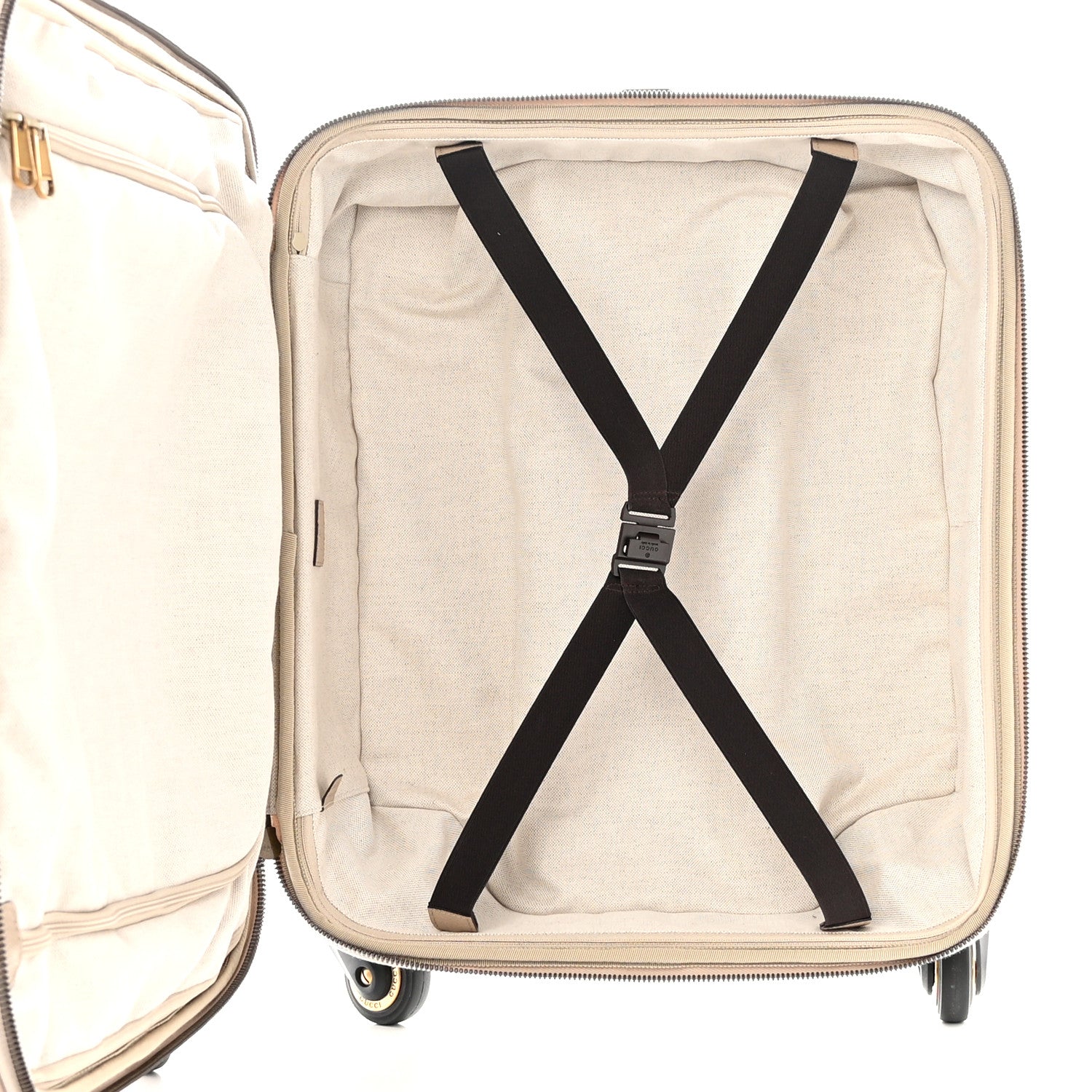 Gucci GG Supreme Monogram Textured Dollar Calfskin Web Small Savoy Cabin Trolley Beige Mystic White Oatmeal 5 of 10