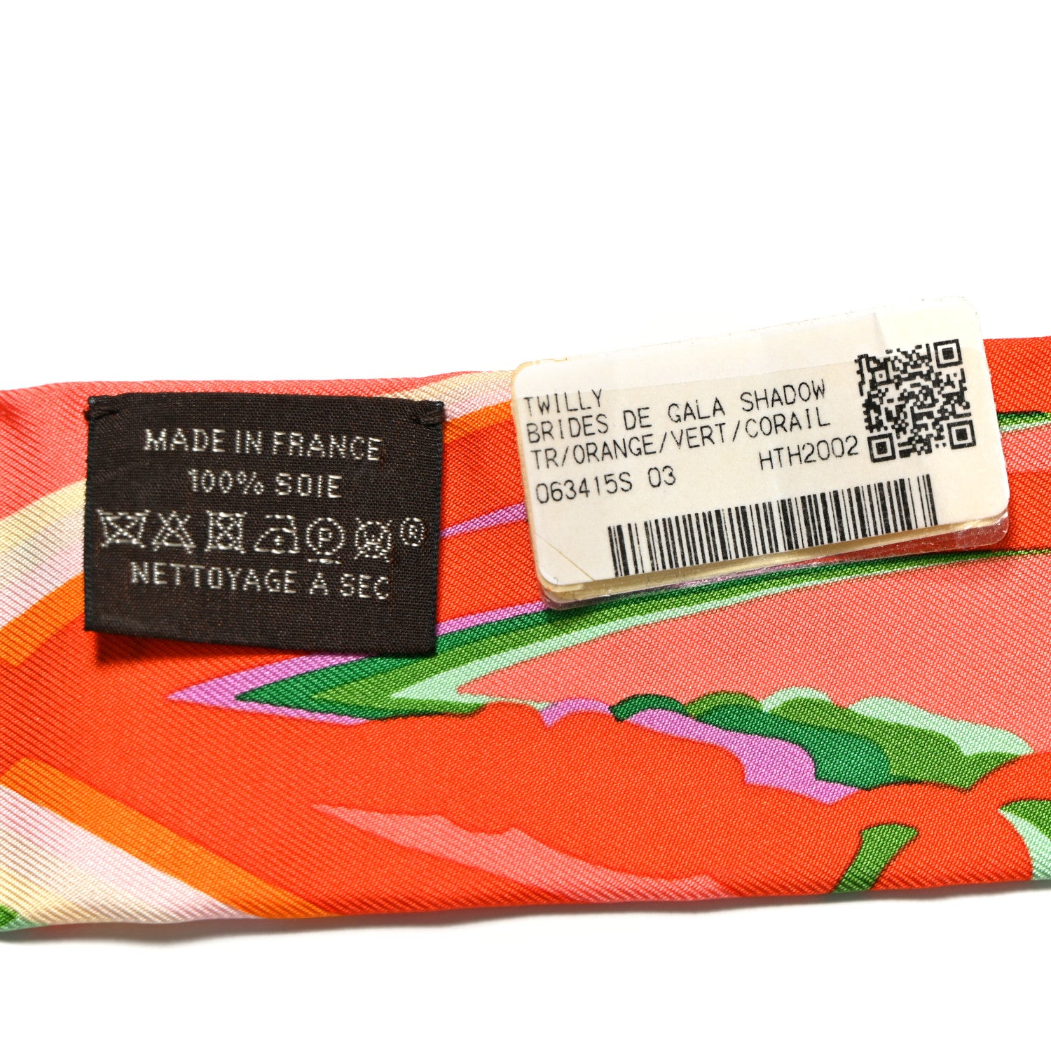 Hermes Silk Brides De Gala Shadow Twilly Orange Vert Corail 4 of 4