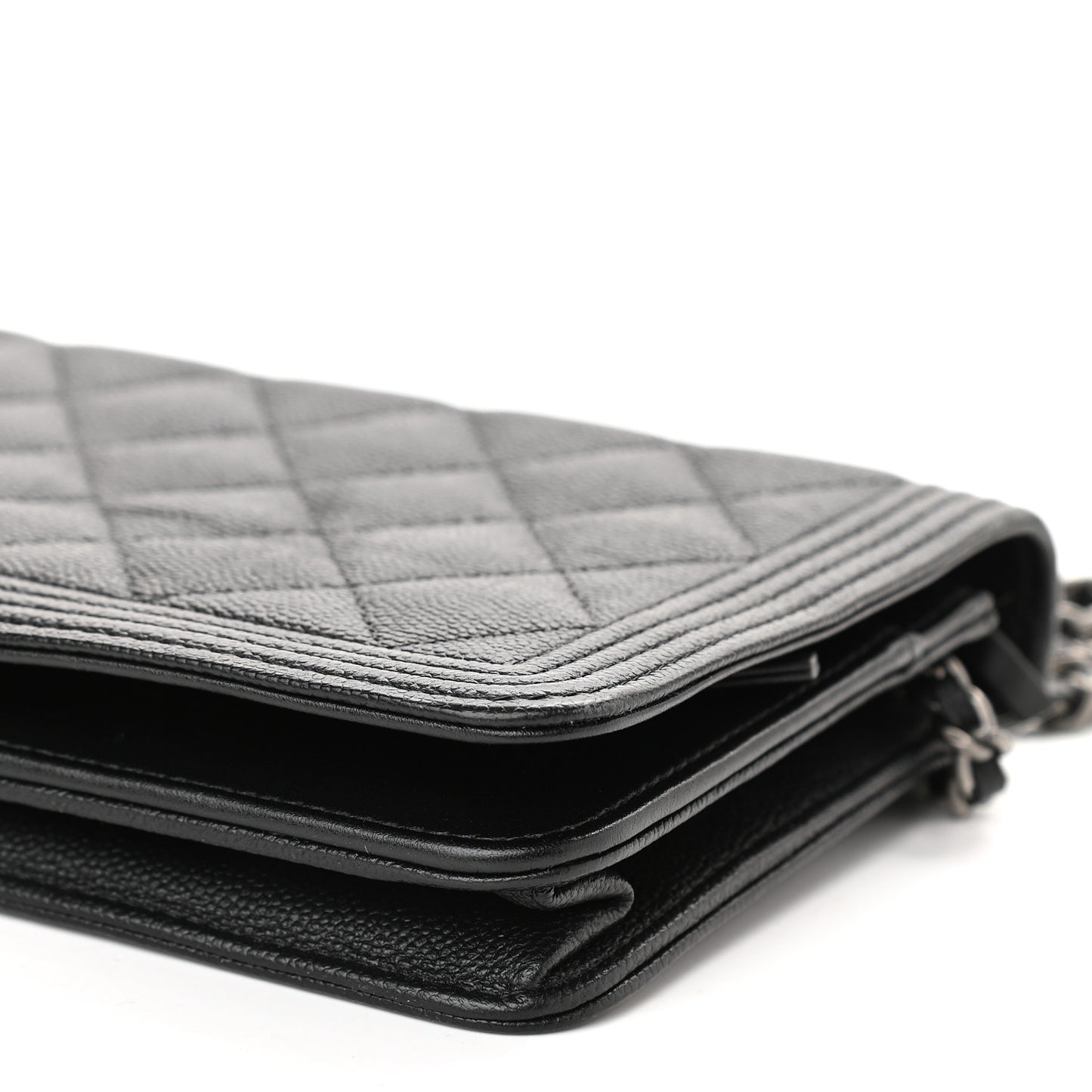 Caviar Quilted Boy Wallet On Chain WOC Black