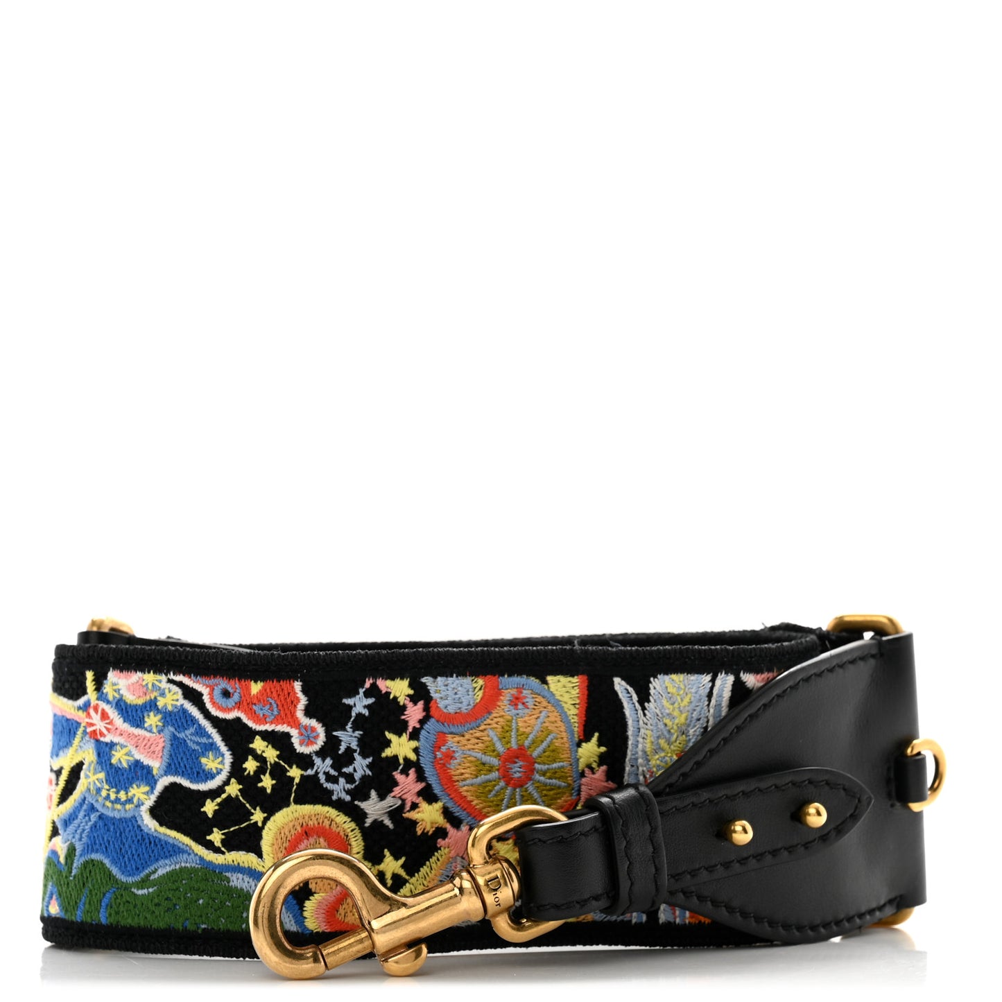 Canvas Embroidered Shoulder Strap Black Multicolor