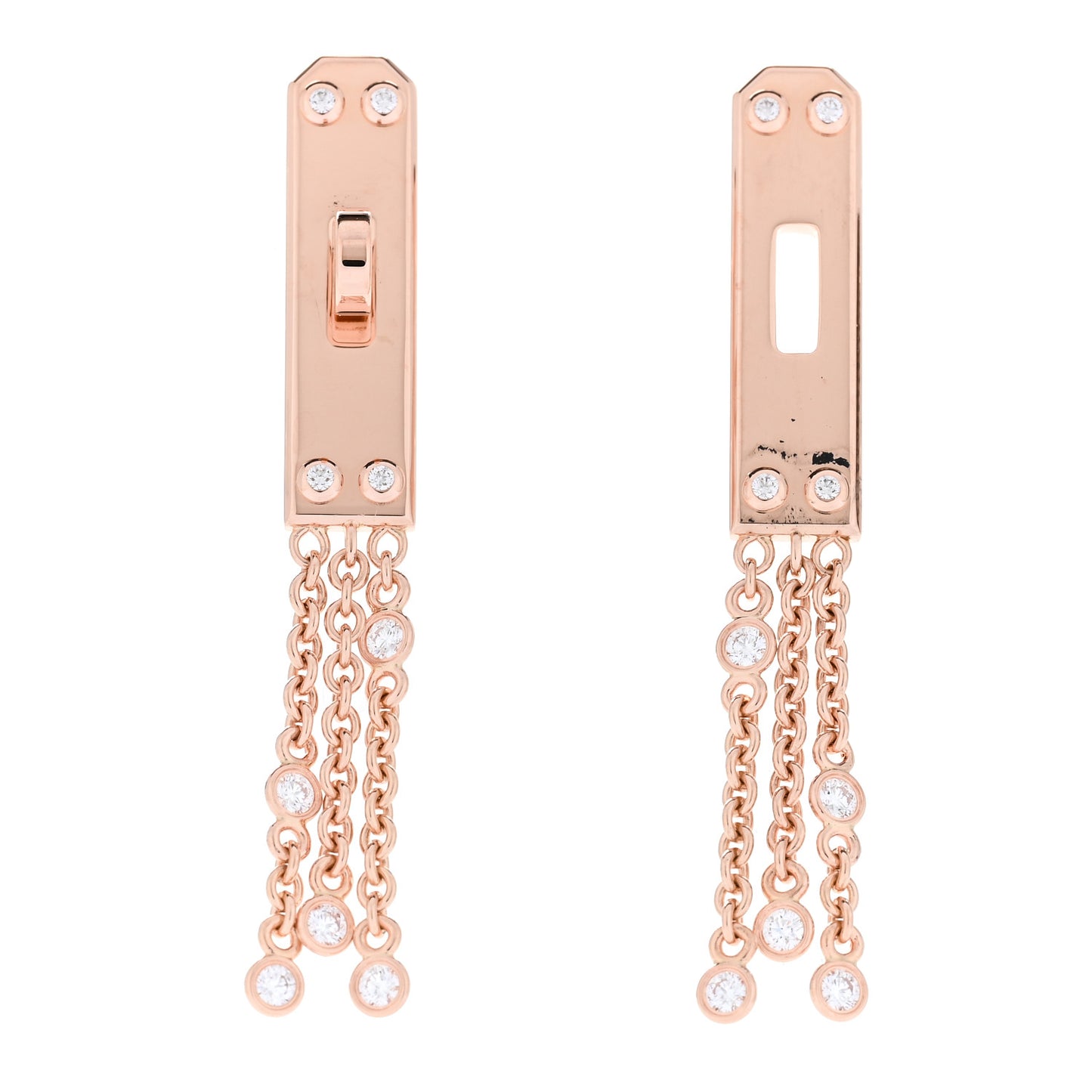18K Rose Gold Diamond Kelly Gavroche Earrings