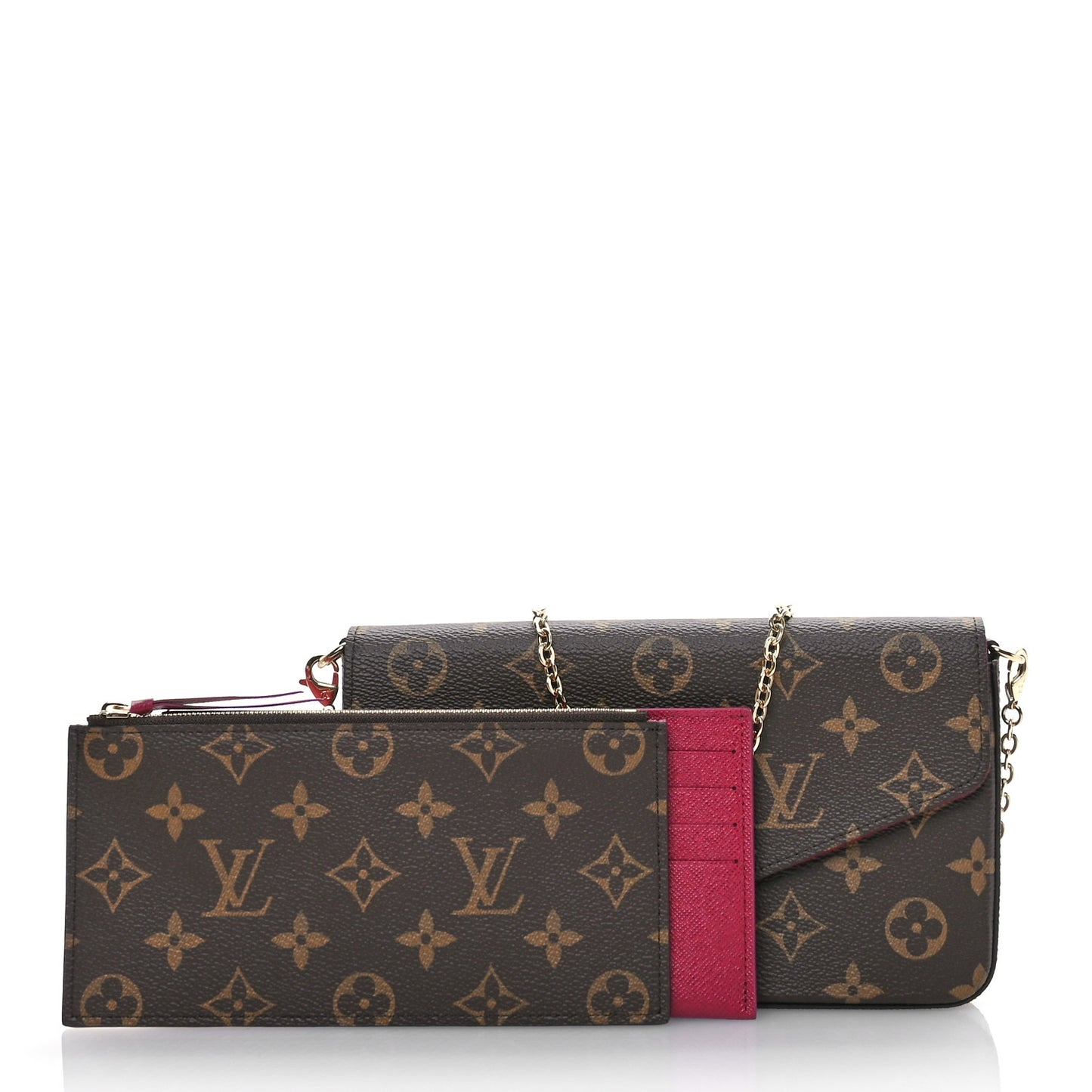 Monogram Pochette Felicie Chain Wallet Fuchsia