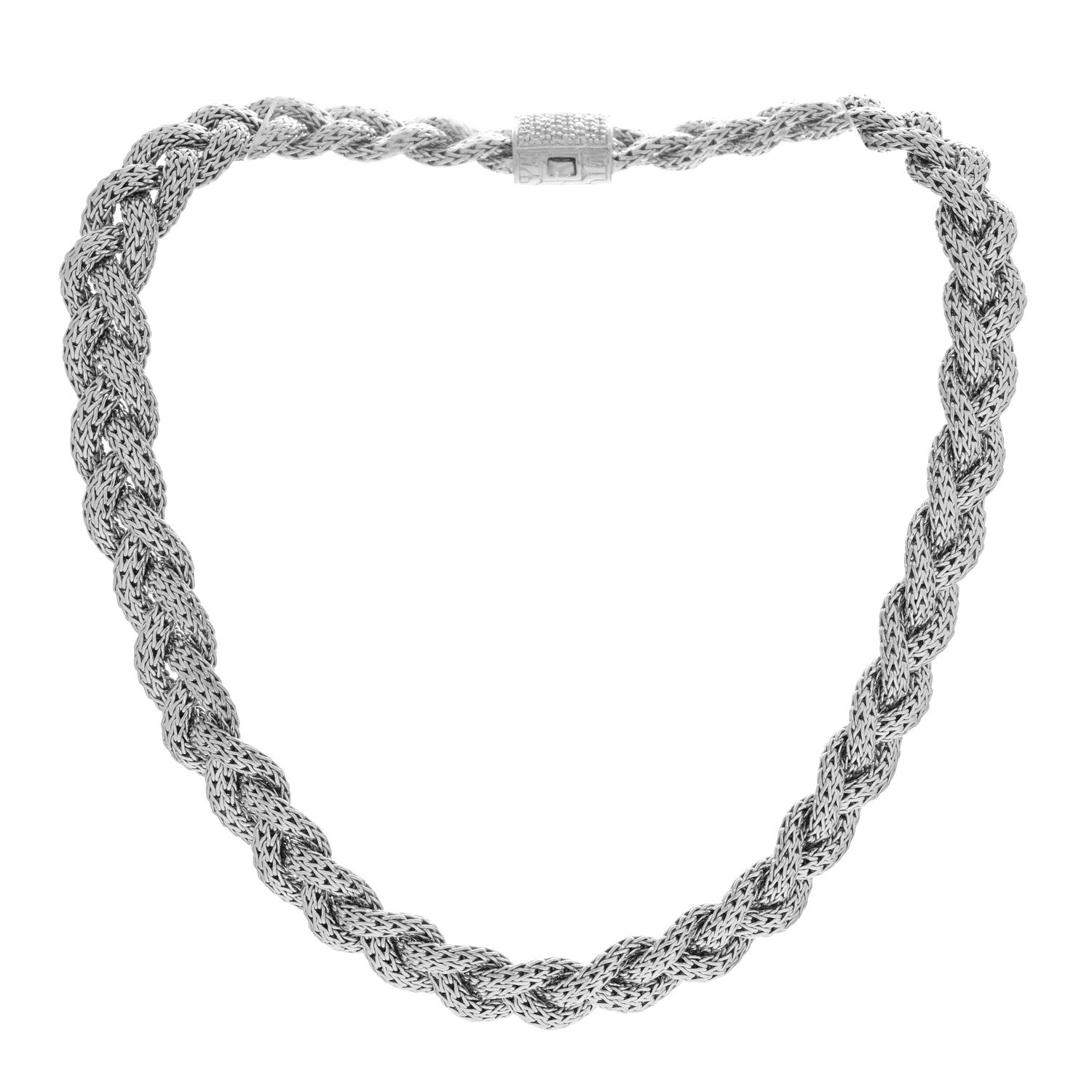 John Hardy Sterling Silver Diamond 16mm Braided Chain Necklace 3 of 5