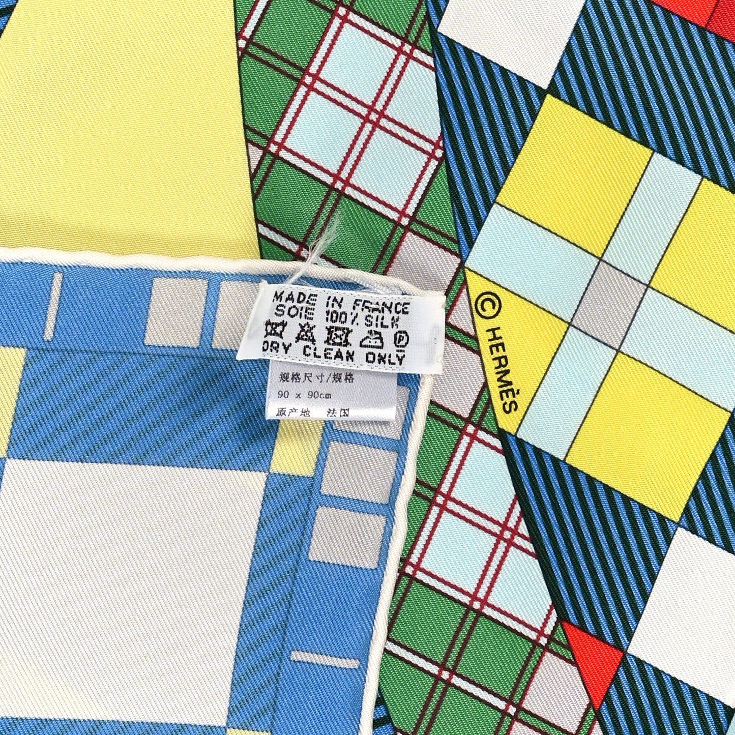 Silk Ex-Libris A Carreaux 90 Jaune Ciel Mauve