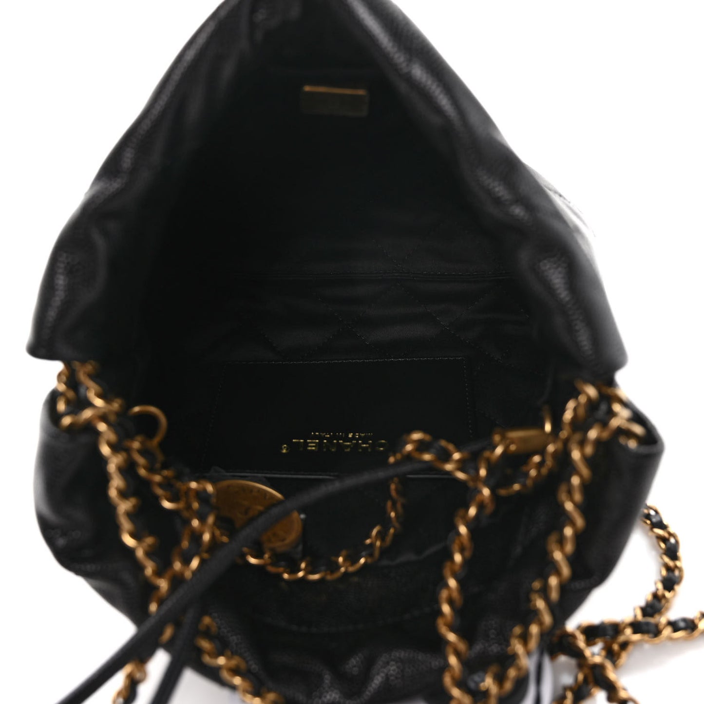 Shiny Caviar Quilted Monochrome Mini Chanel 22 Black