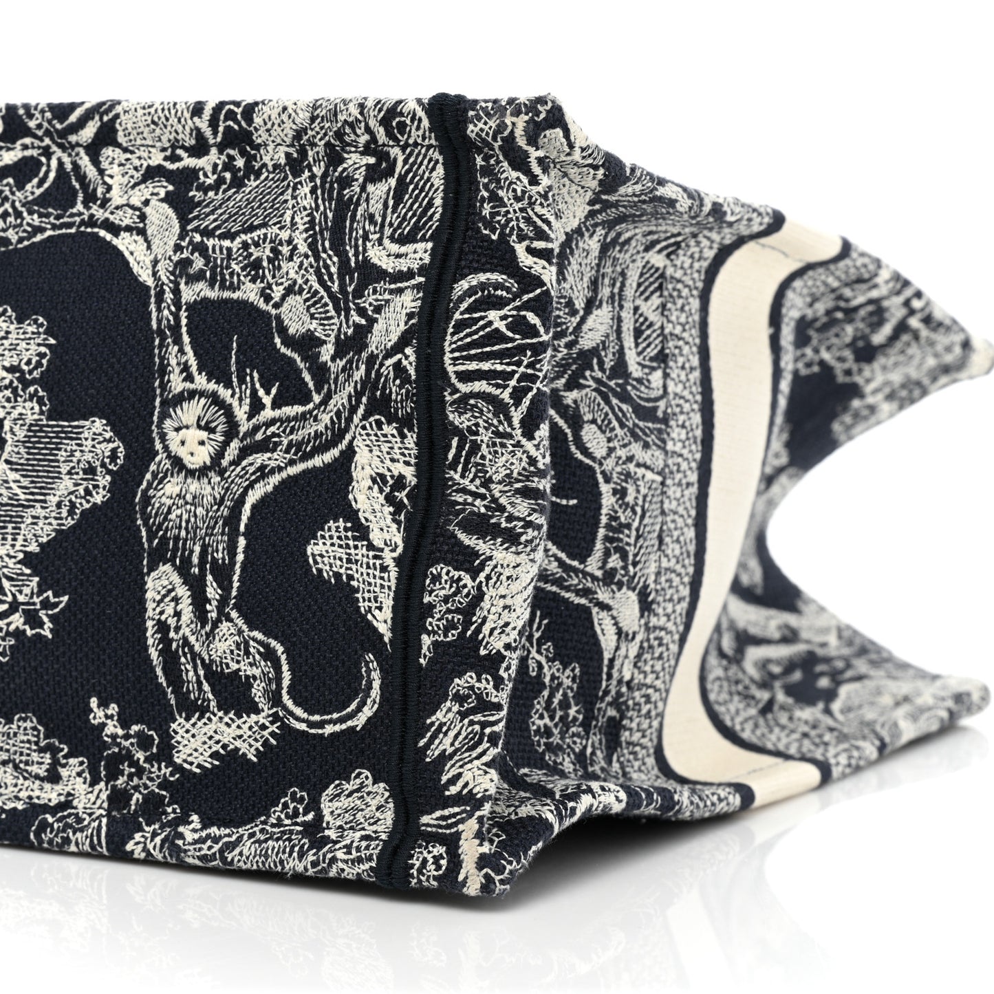 Canvas Embroidered Medium Toile De Jouy Reverse Book Tote Blue