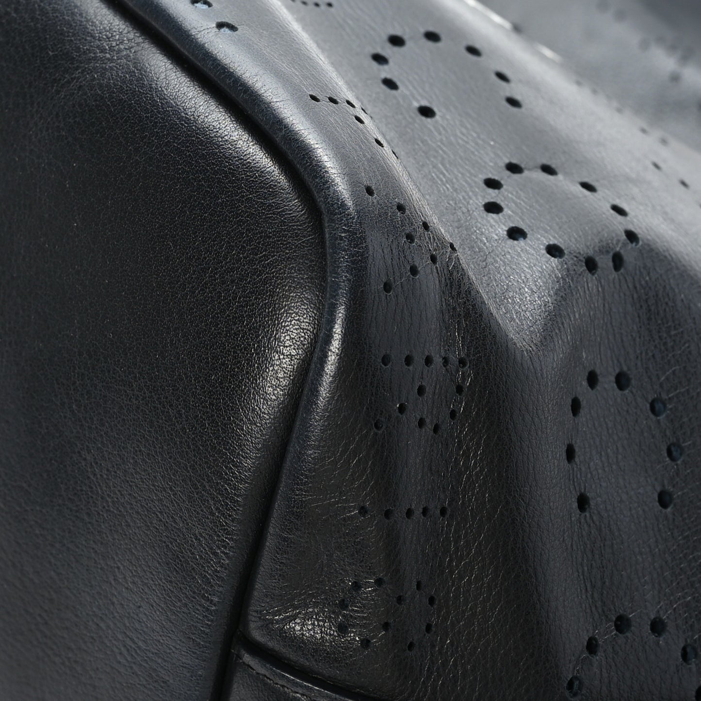 Calfskin Tweed Small Logo Eyelets Shopping Tote Black