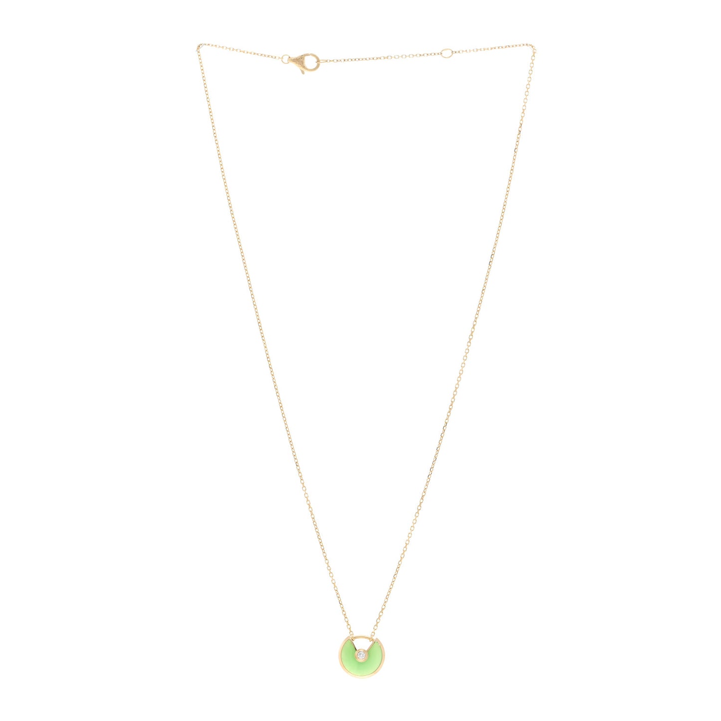 18K Yellow Gold Diamond Chrysoprase XS Amulette de Cartier Pendant Necklace