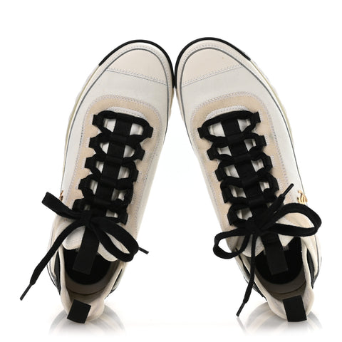 Velvet Calfskin Mixed Fibers CC Sneakers 39 Ivory Black