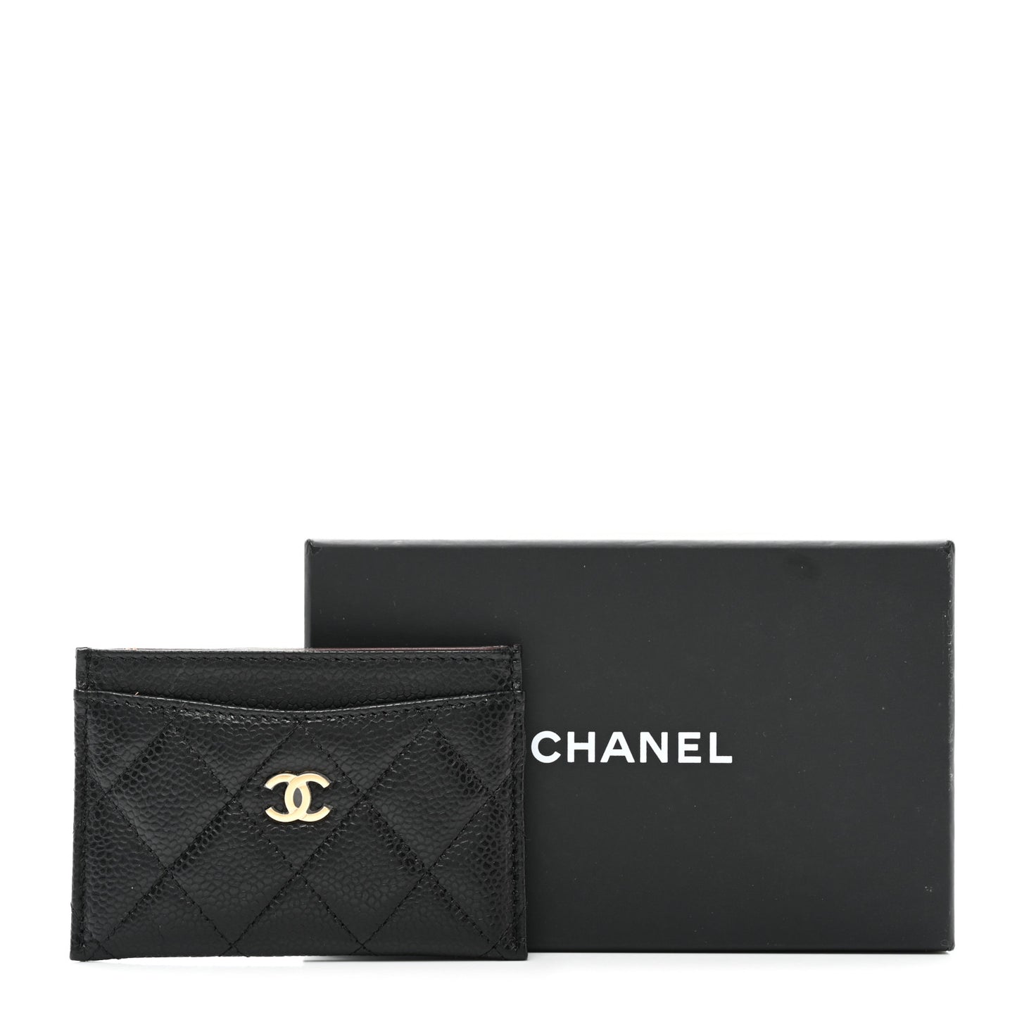 Caviar Quilted Card Holder Black