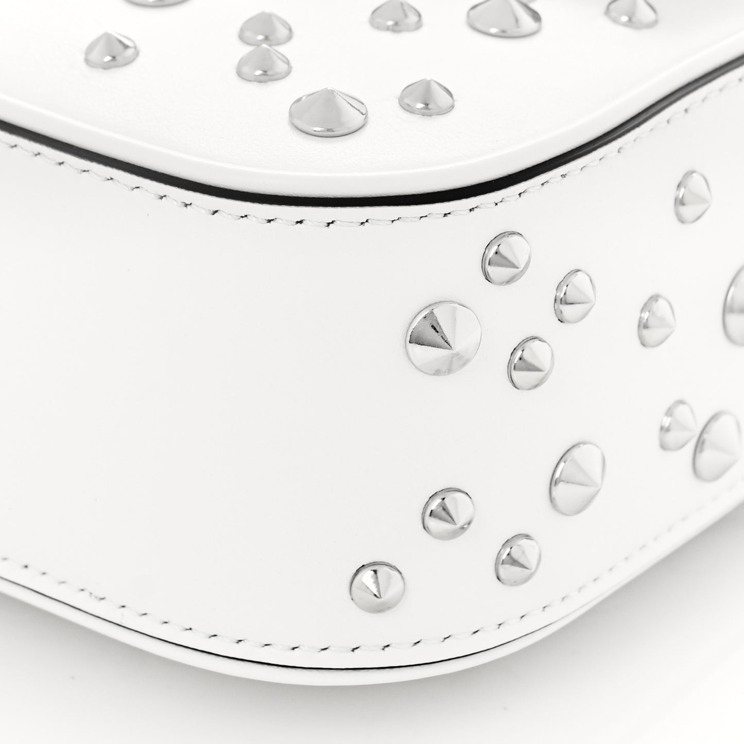 Grained Calfskin Spiked Mini La Medusa Bag White