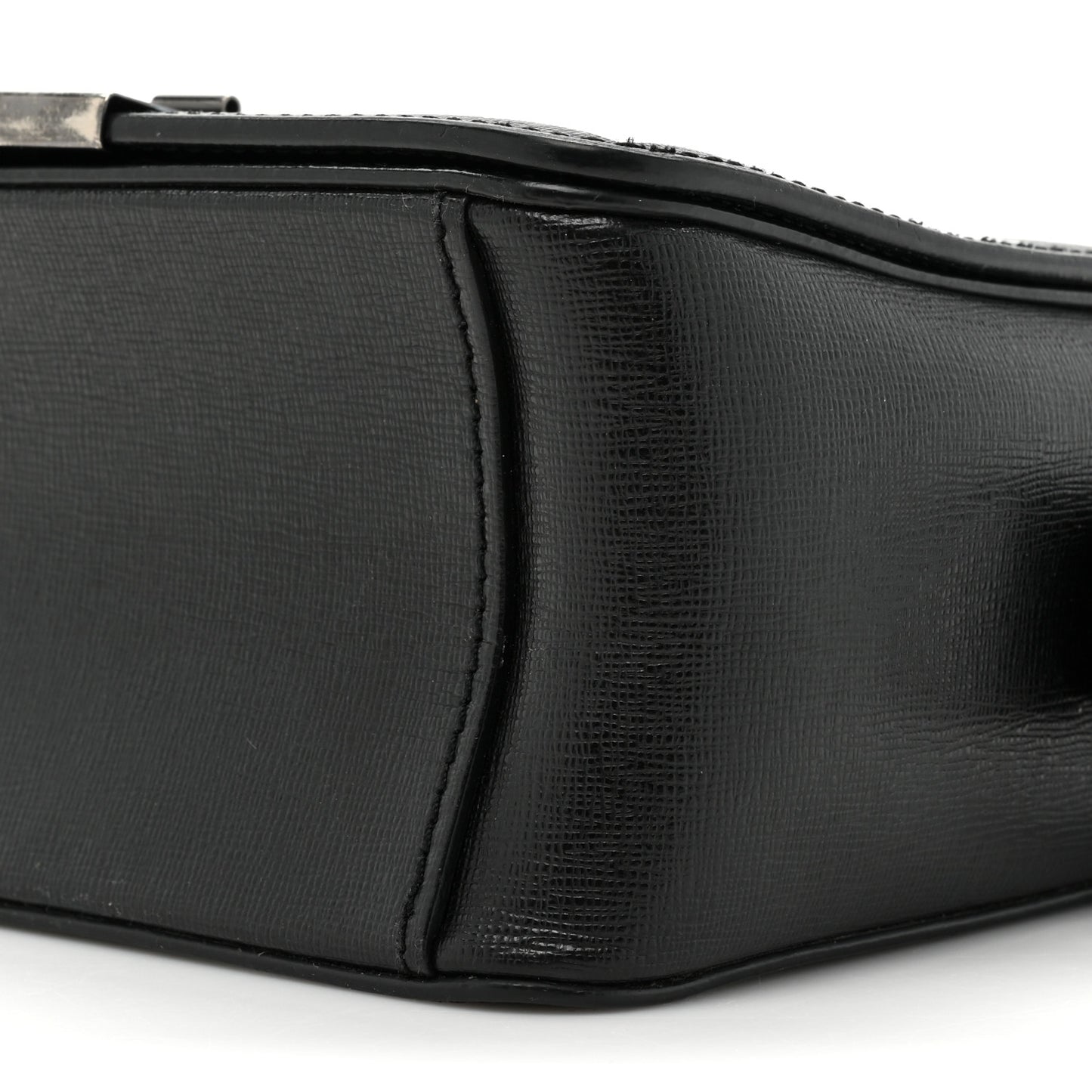 Saffiano Striped Diag Binder Clip Bag Black White