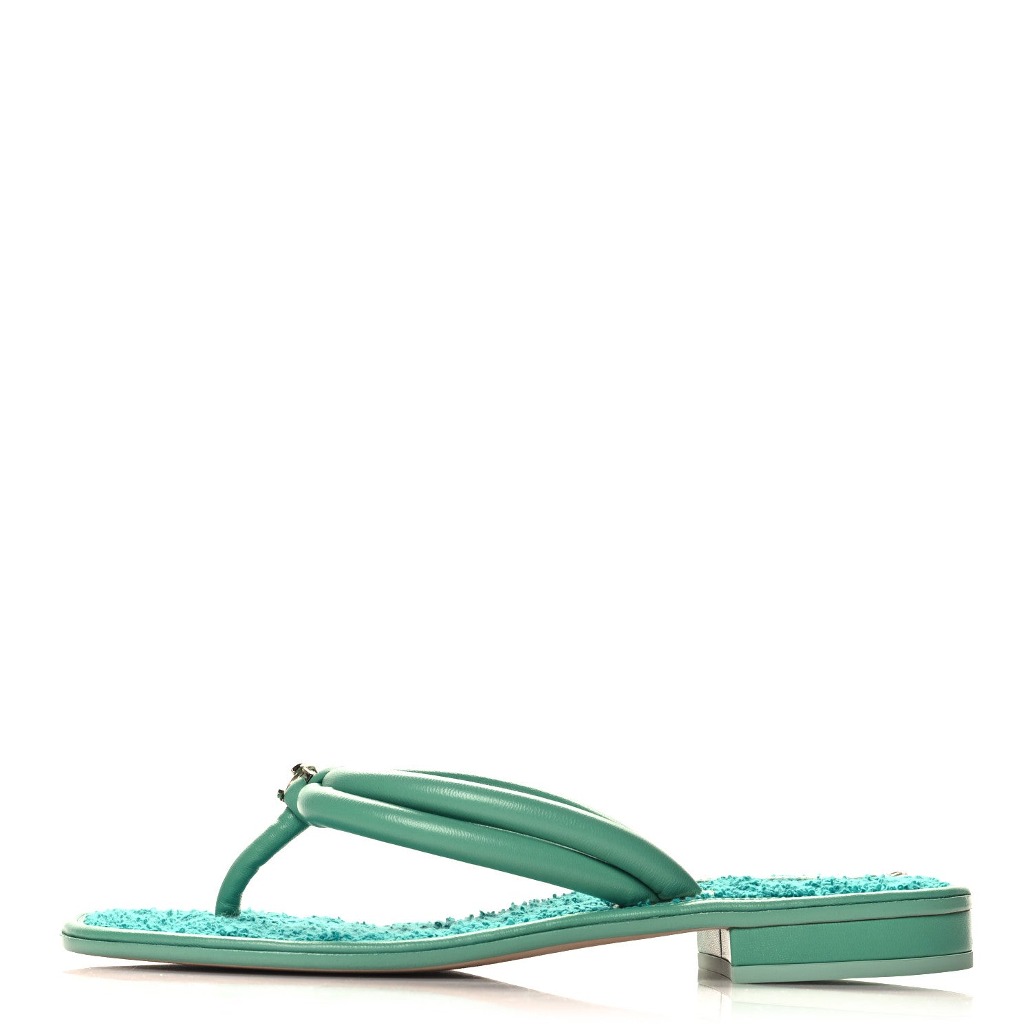Chanel Lambskin Terry Cloth CC Thong Sandals 39 Green 1 of 8