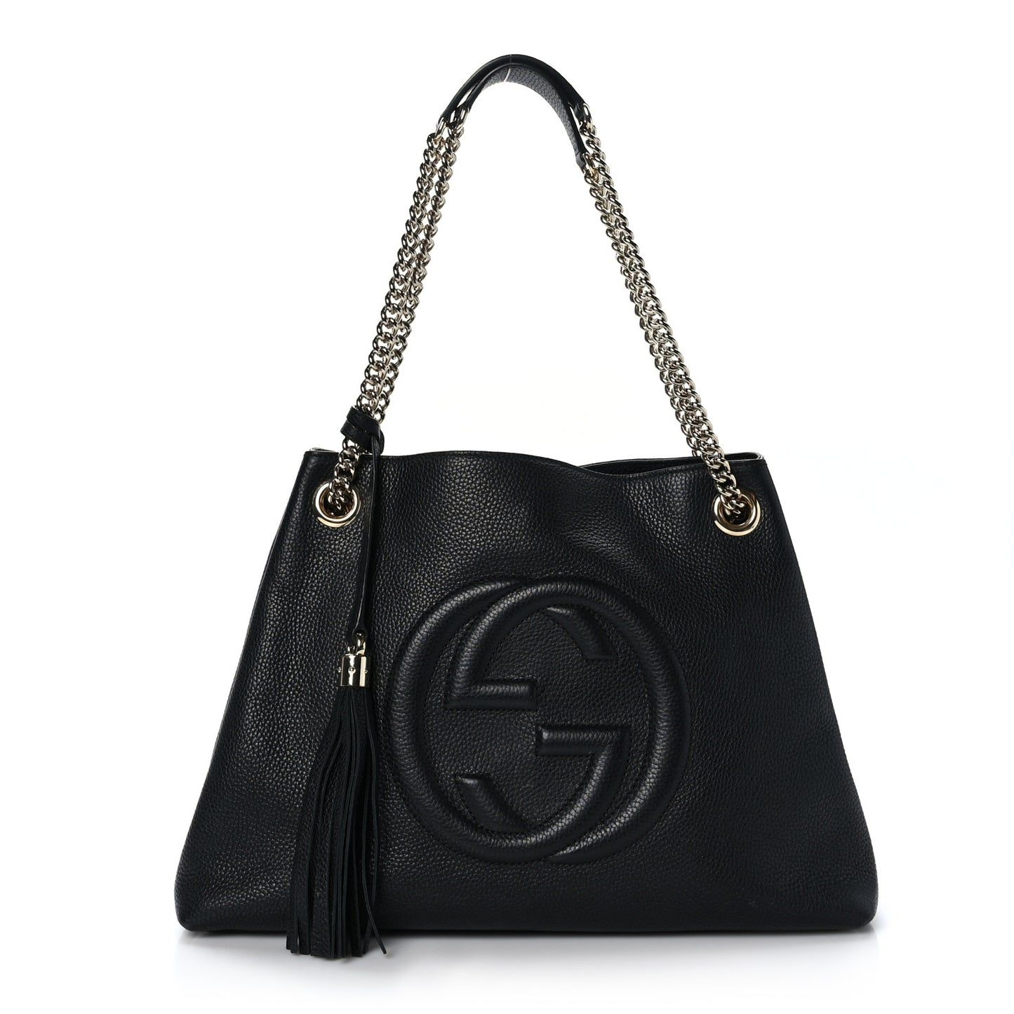 Pebbled Calfskin Medium Soho Chain Shoulder Bag Black