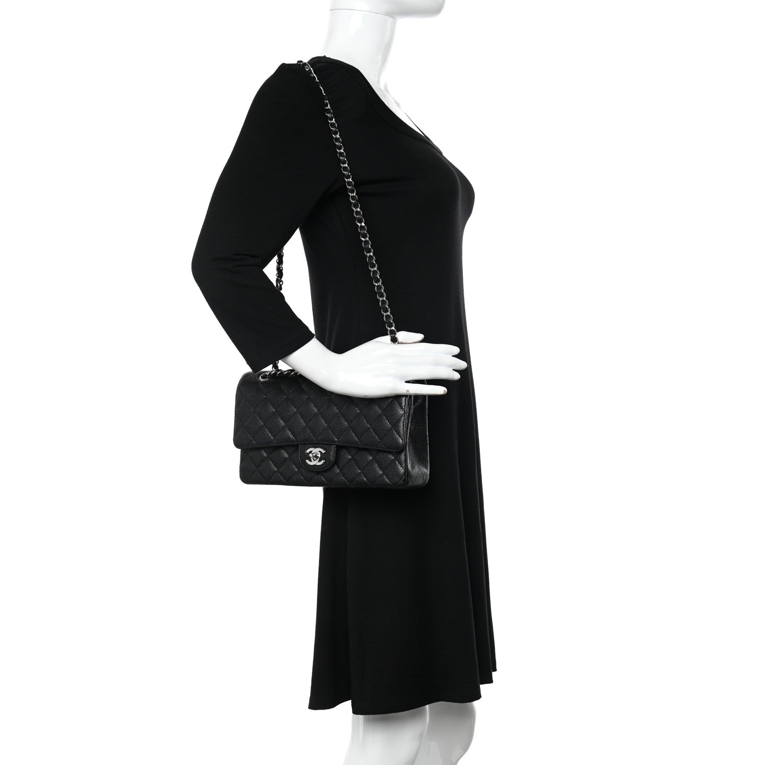 Chanel Caviar Quilted Medium Double Flap Black 2 of 11