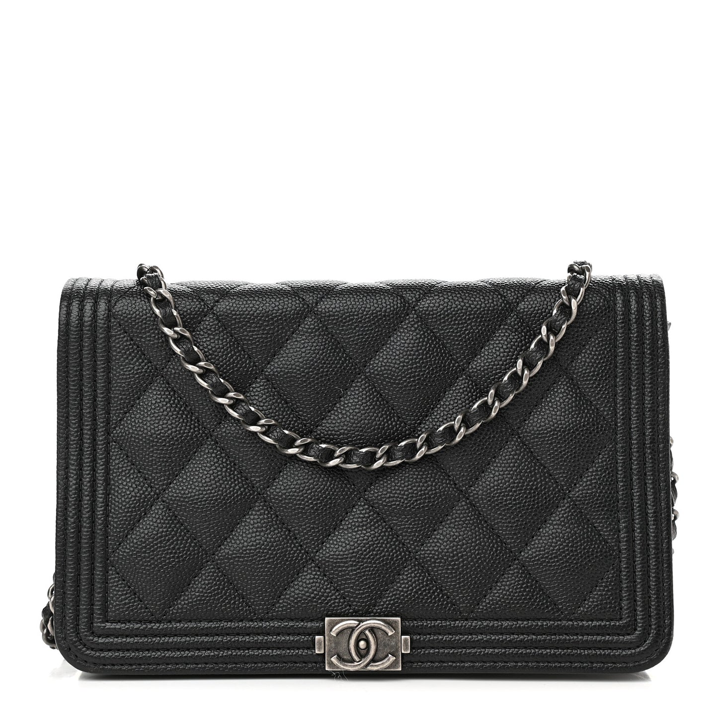 Caviar Quilted Boy Wallet On Chain WOC Black