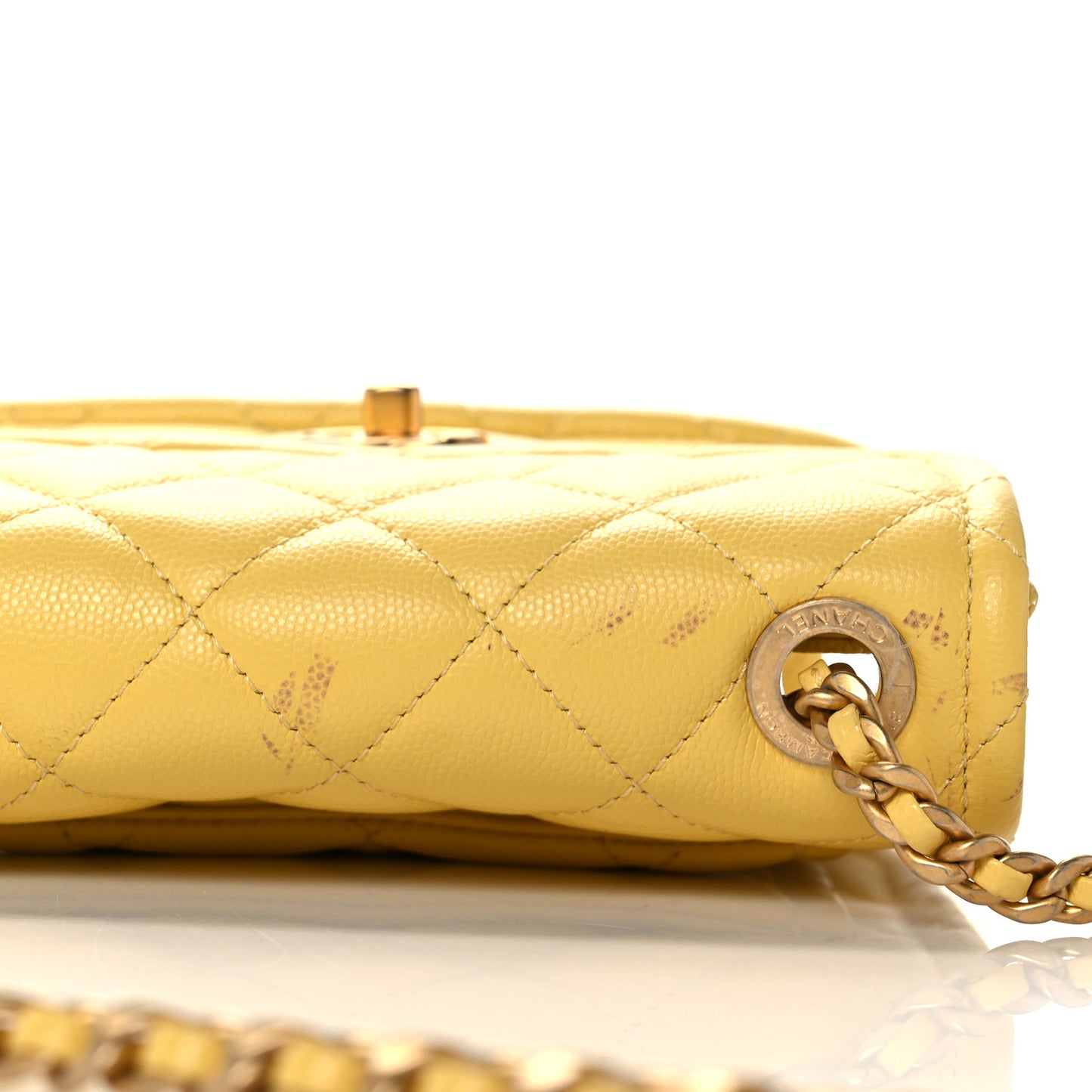 Caviar Quilted Mini Sweet Classic Flap Yellow