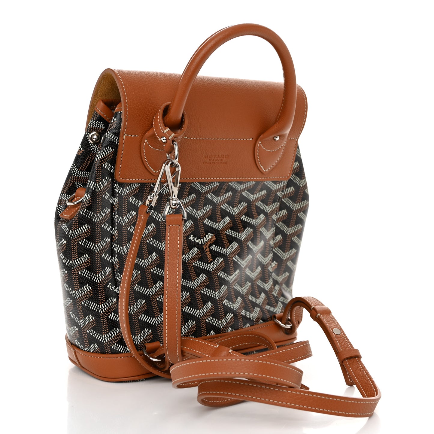 Goyardine Calfskin Mini Alpin Backpack Black Gold