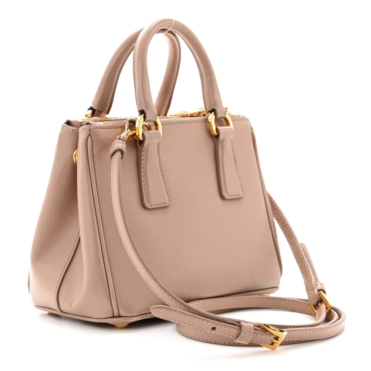 Saffiano Lux Micro Galleria Double Zip Tote Cammeo